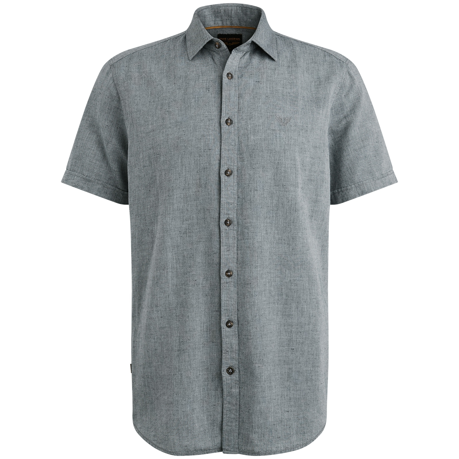 PME LEGEND Kurzarmhemd »Short Sleeve Shirt Ctn Linen 2 tone«, in melierter Optik