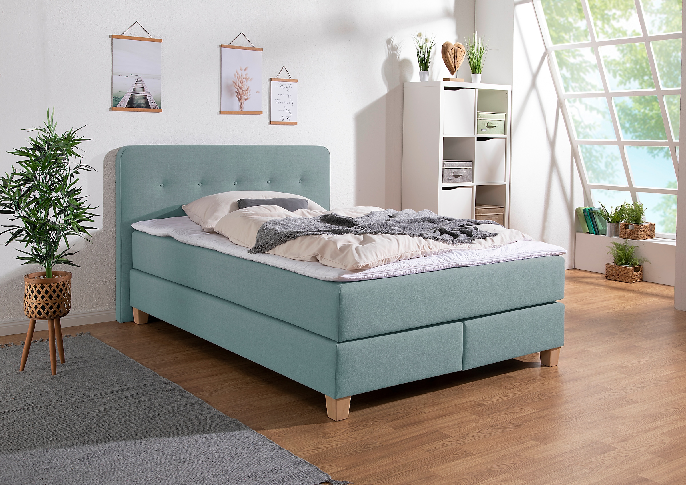 Boxspringbett »Fargo«, in Überlänge 220 cm, mit Topper, 3 Ausführungen, 4, Breiten