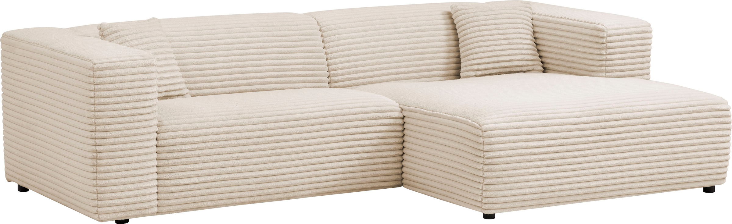 andas Ecksofa »BAKELS, L-Form in Cord oder Boucle-Stoff, moderne Couch«, wahlweise Recamiere rechts/links, bequemer Sitzkomfort