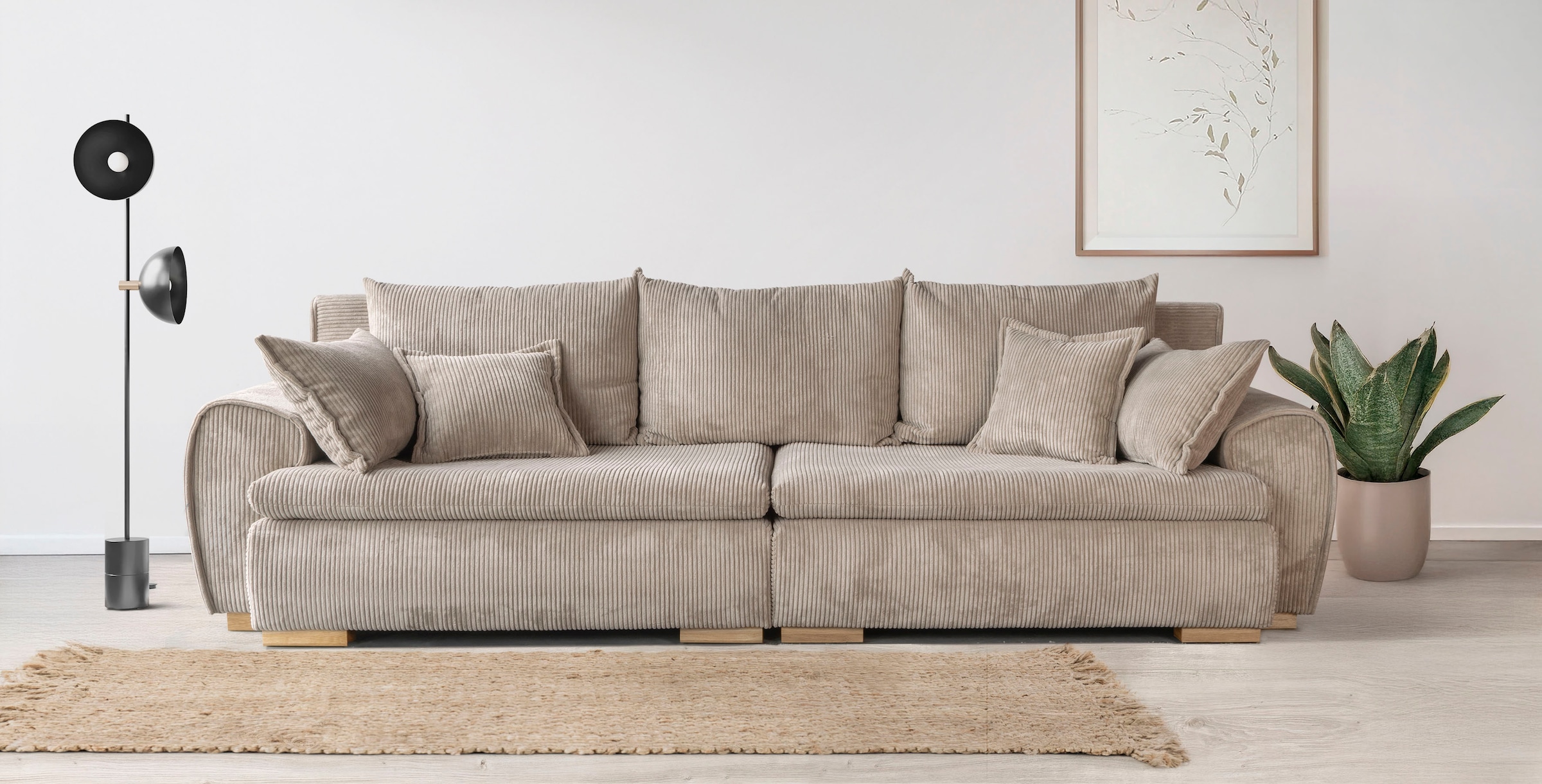 Home affaire Big-Sofa "Katja, B: 275 cm - OTTO. Verlässliche Qualität." Mega-Sofa mit 4 Zierkissen