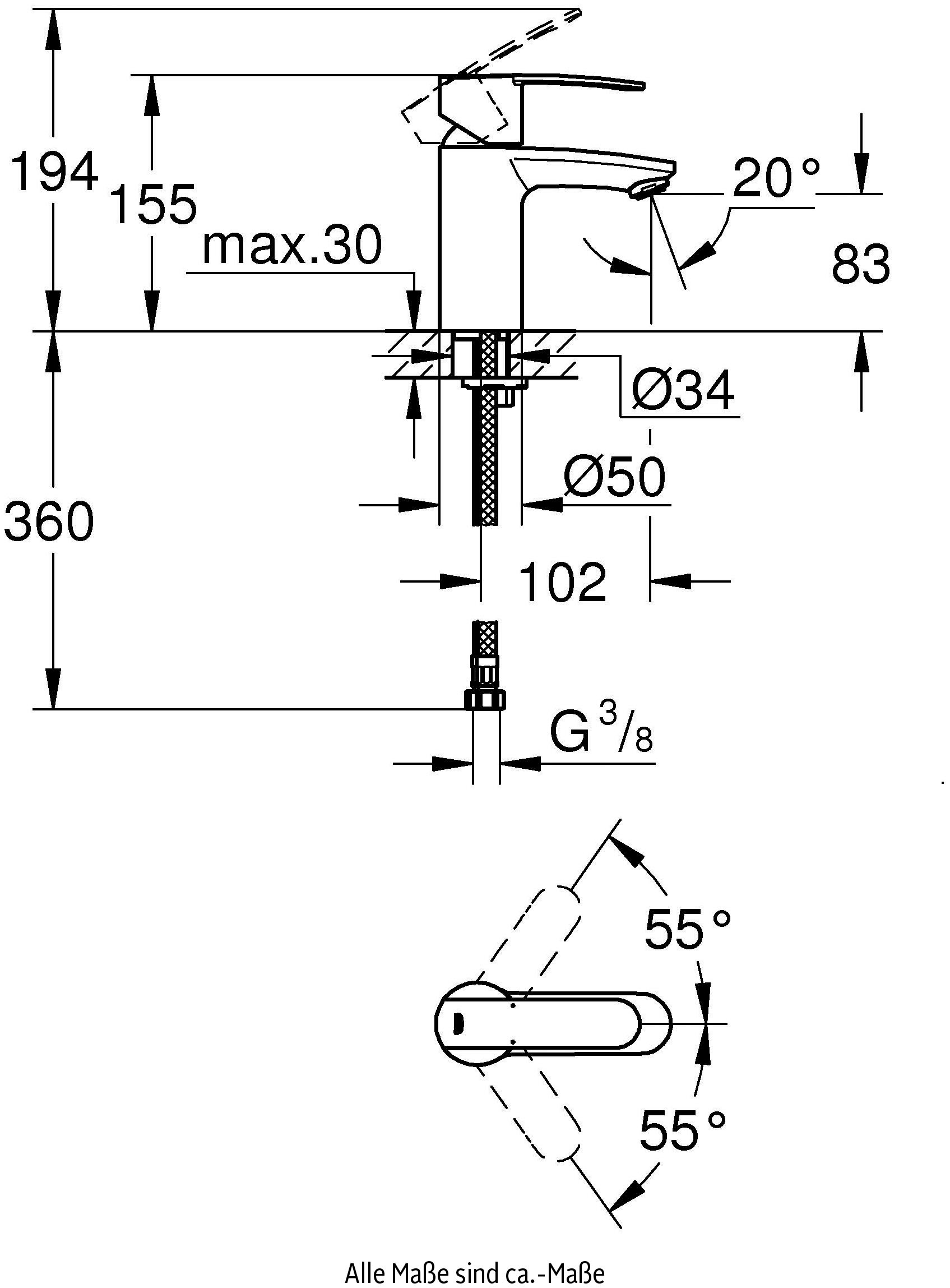 Grohe Waschtischarmatur »Wave Cosmopolitan«, mit Wassersparfunktion