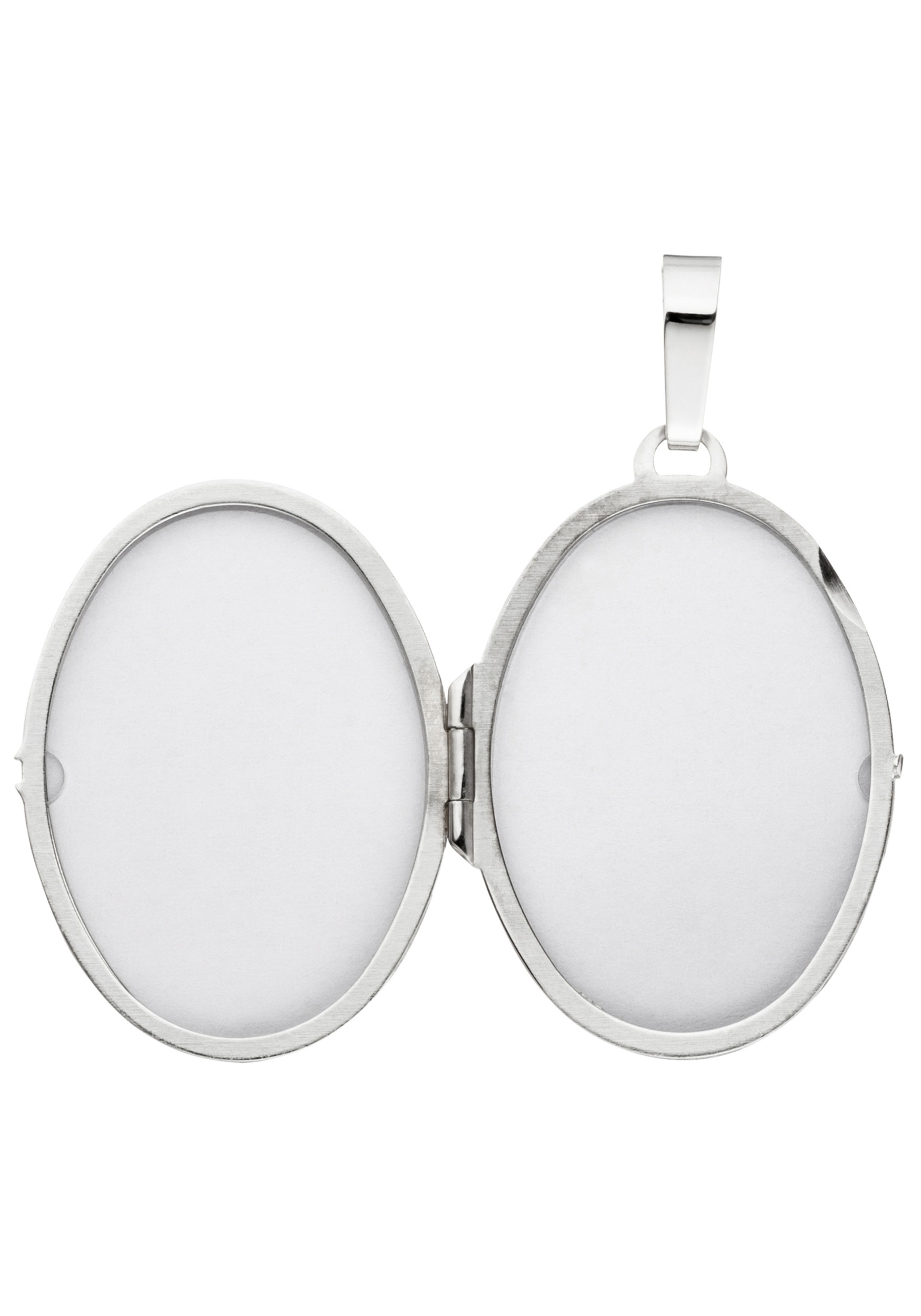 JOBO Medallionanhänger »Anhänger Medaillon oval 33 mm« ()  585 Weißgold mit 2 Diamanten für 2 Fotos