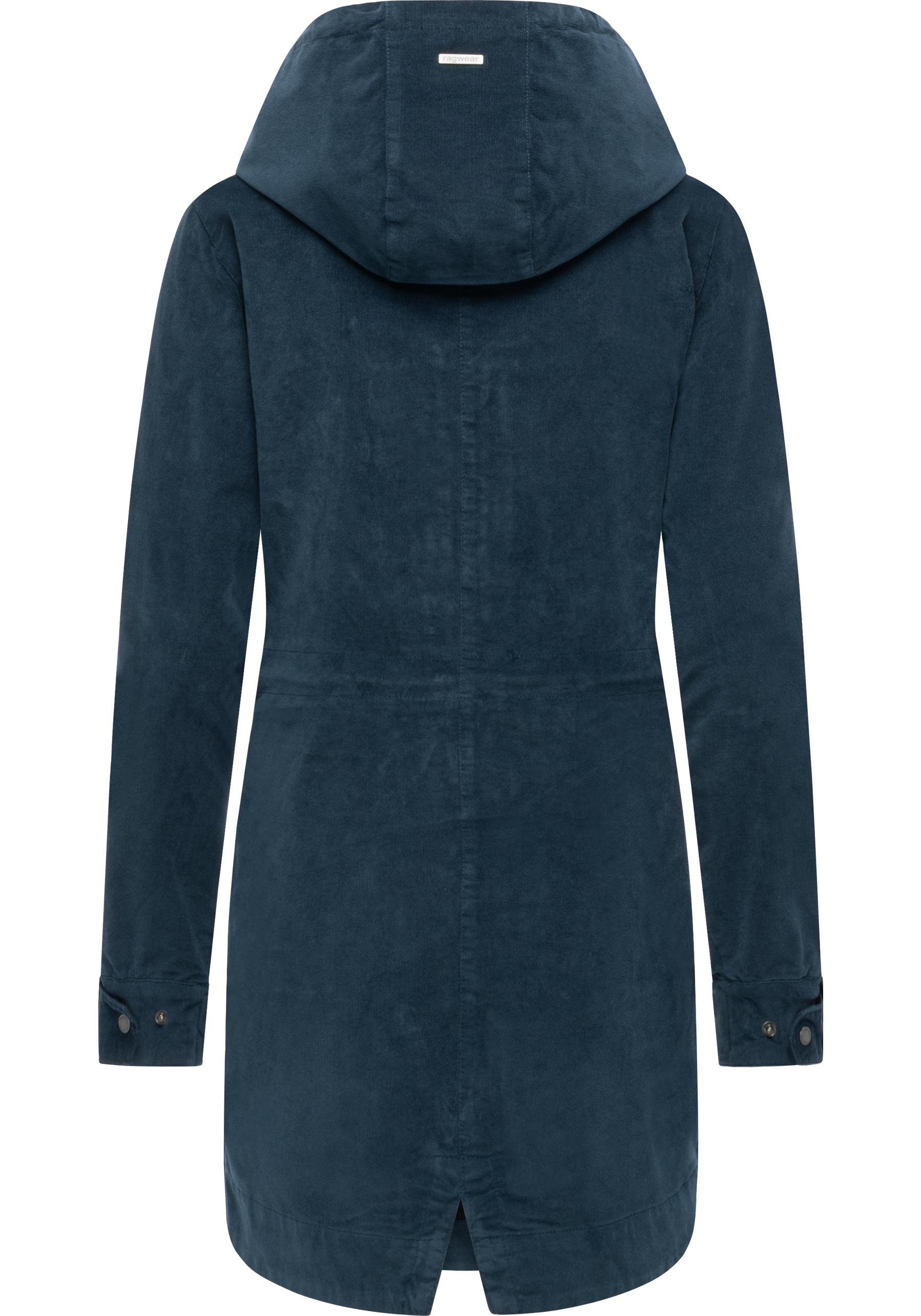 Kurzmantel RAGWEAR "Cannas Cordy YOUMODO", Damen, Gr. XXL (44), dunkelpetrol, Cord, Obermaterial: 98% Baumwolle, 2% Elasthan; Innenfutter: 100% Polyester, figurumspielend ca. Mitte Oberschenkel, hoch geschlossener Ausschnitt, Ärmel ohne Ärmelschlitz abges 2