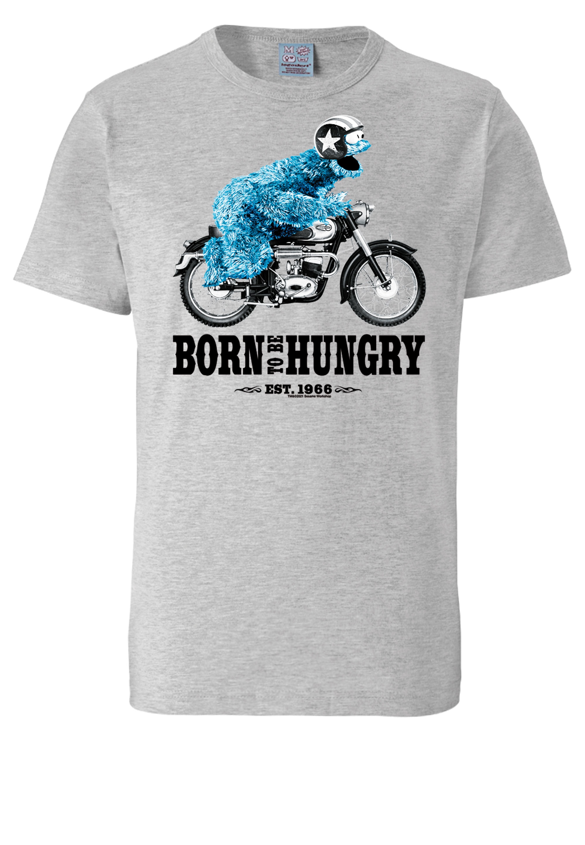 mit T-Shirt LOGOSHIRT - »Sesamstrasse BAUR Print | lizenziertem ▷ Krümelmonster Motorrad«, bestellen