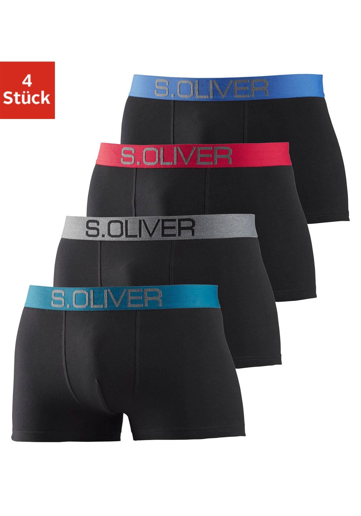 s.Oliver Boxer "Boxershorts für Herren" Packung, 4 Stk. mit kontrastfarbenem Webbund