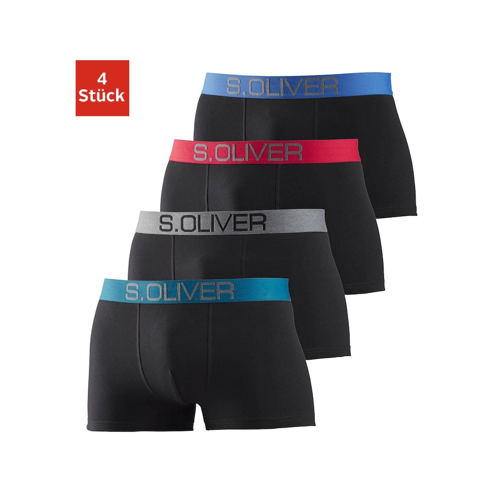 s.Oliver Boxer »Boxershorts für Herren«, (Packung, 4 St.), mit kontrastfarbenem Webbund