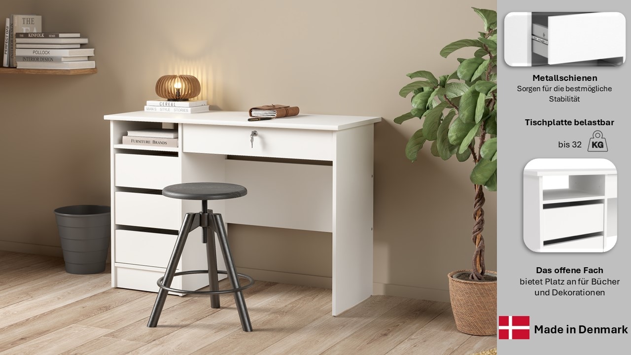 Home affaire Schreibtisch »Plus«, Computertisch mit 3 Schubkästen