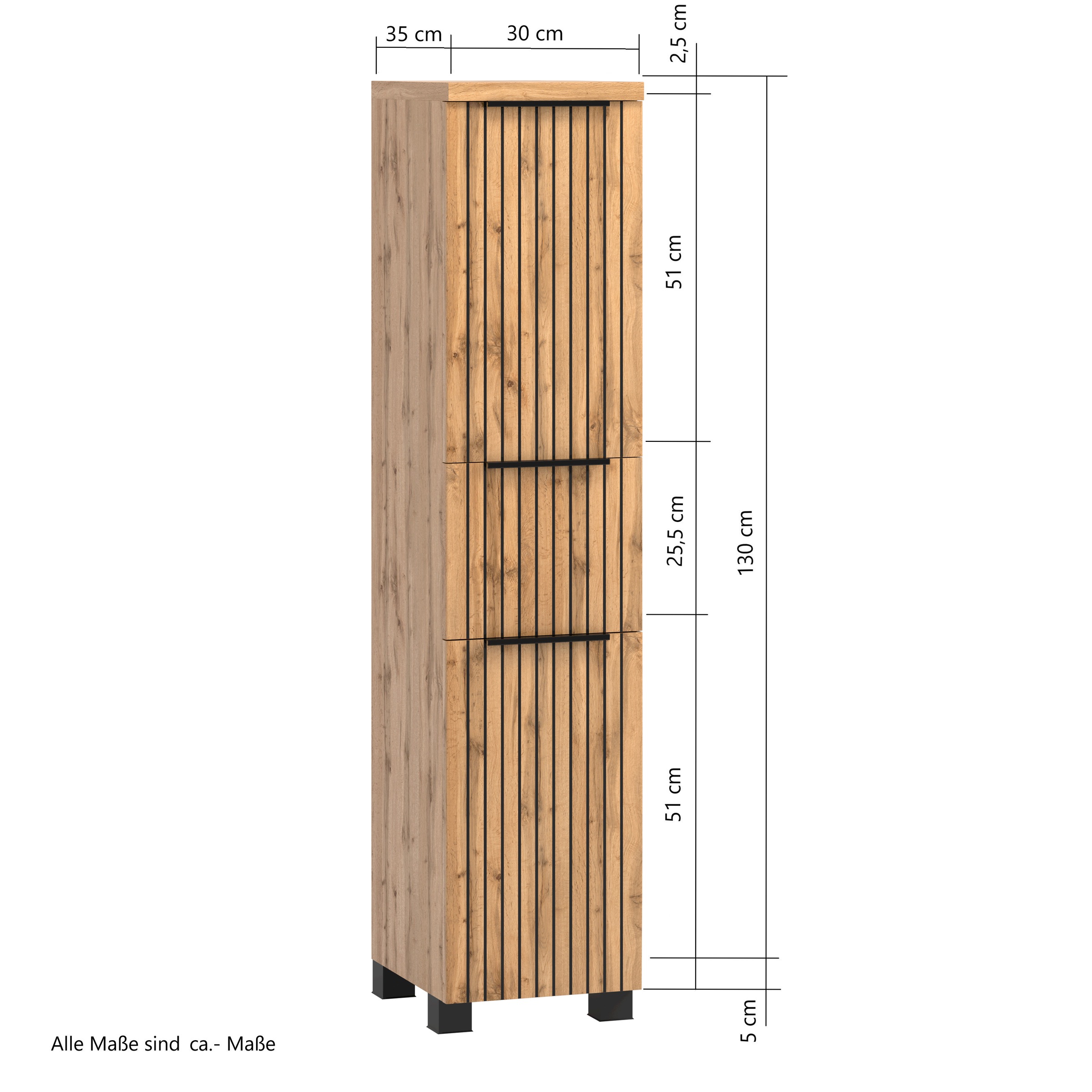 welltime Midischrank, Welltime, Breite 30 cm, reversibel, 2 Türen, 1 Auszug