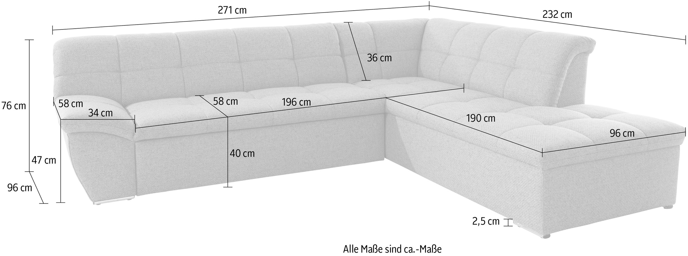 DOMO collection Ecksofa »Lagoa L-Form«, wahlweise mit Bettfunktion, frei im Raum stellbar, große Farbvielfalt