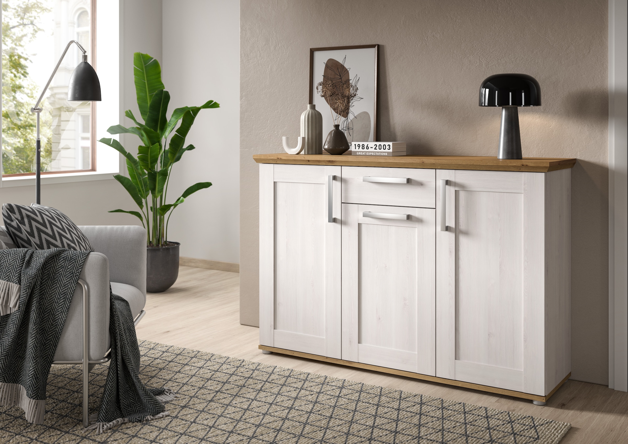 Home affaire Kommode "COSENZA, TOPSELLER, Breite 137 cm, 3 Türen, 1 Schubka günstig online kaufen