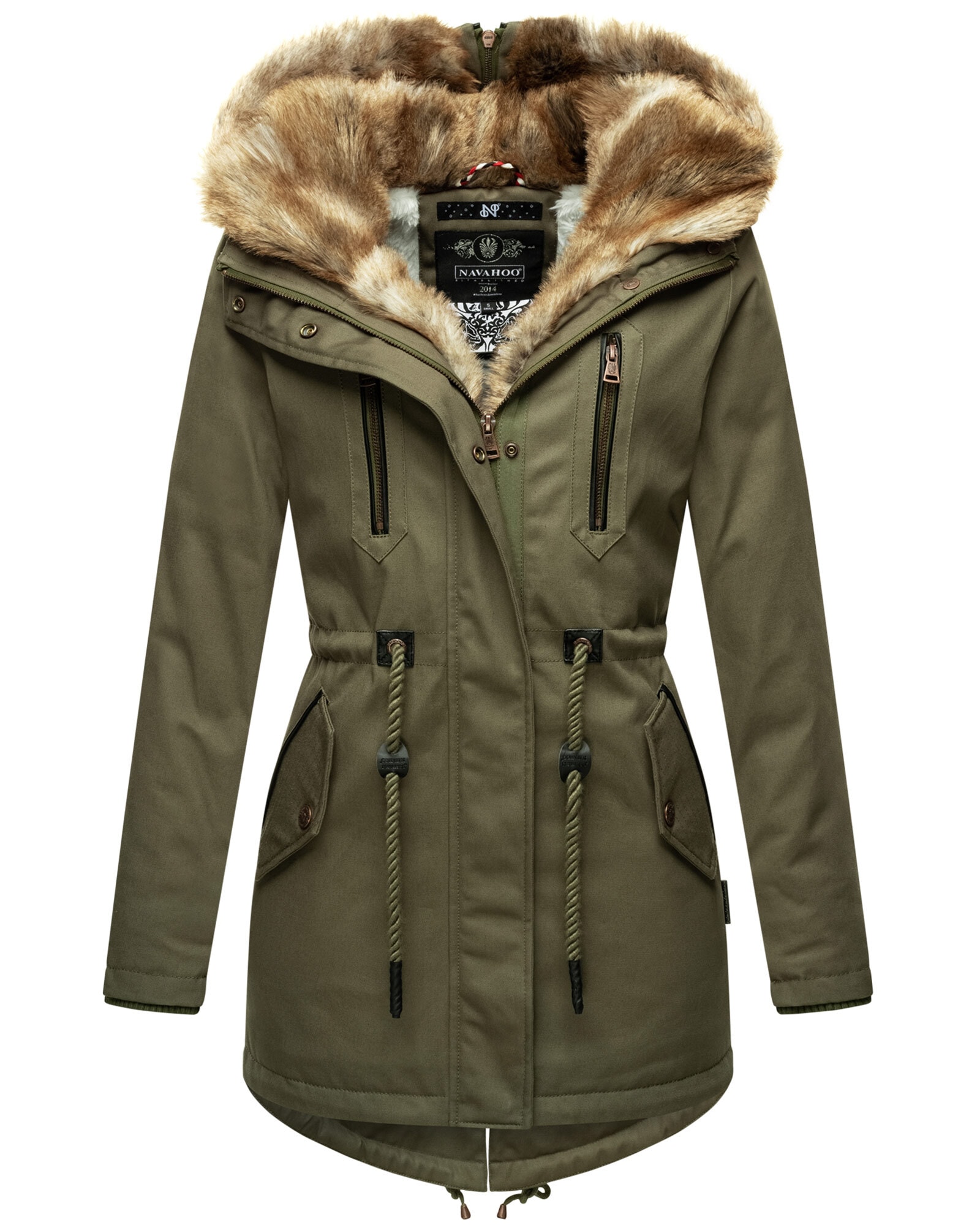 Navahoo Winterjacke "Diamond", Designer Winterjacke mit Teddyfell gefüttert