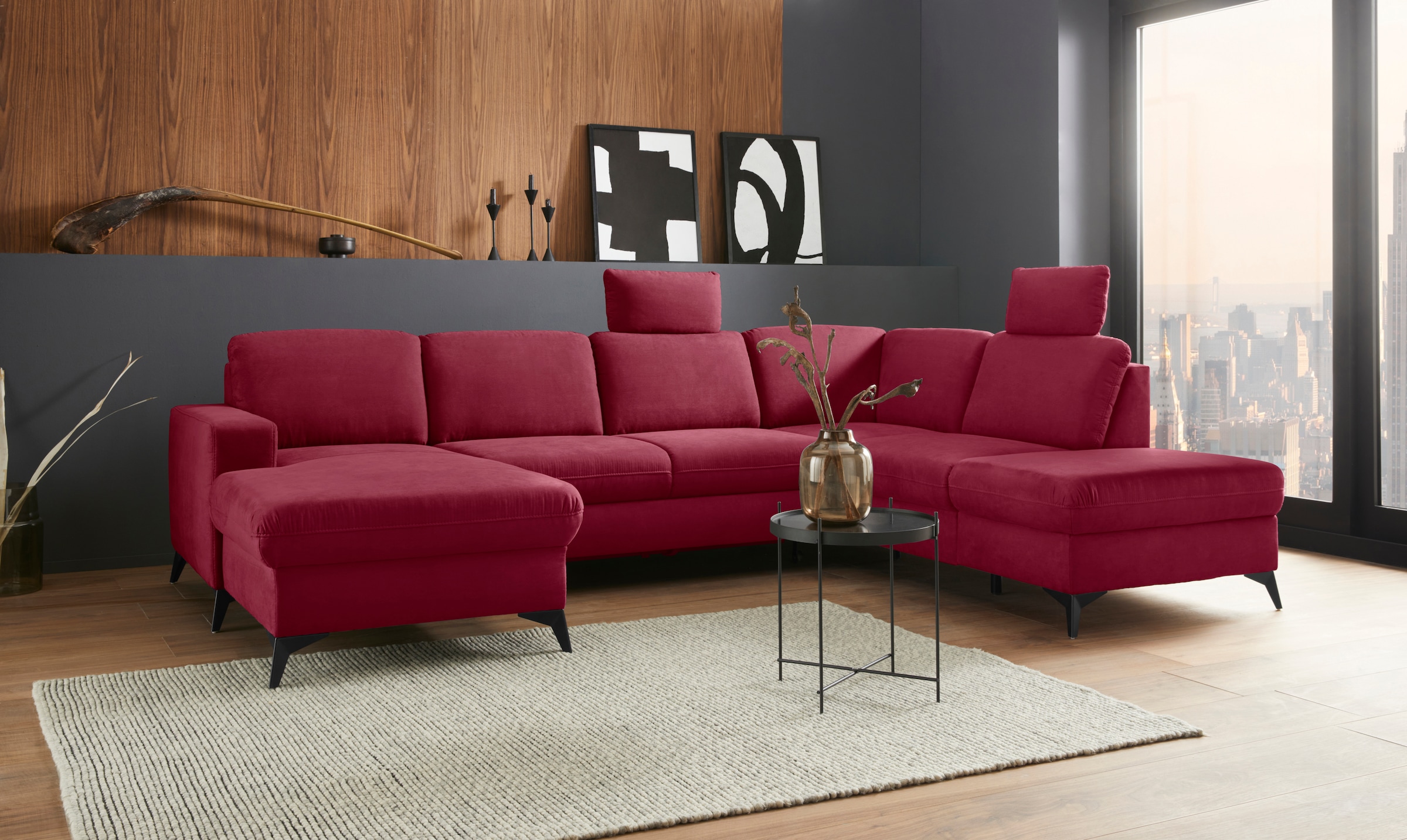 Home affaire Wohnlandschaft "Lolland U-Form" Wahlweise mit Bettfunktion und günstig online kaufen