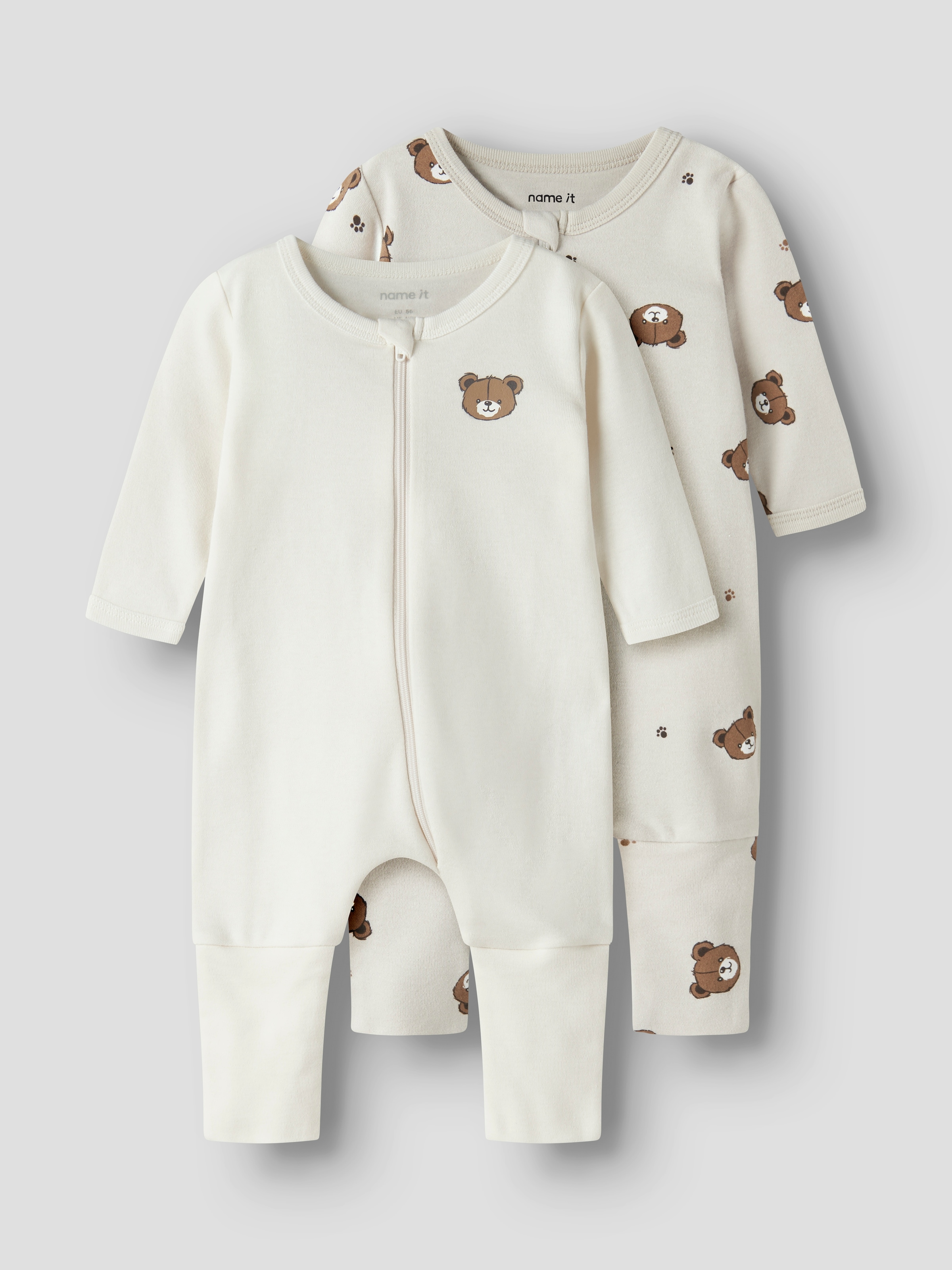 Name It Schlafoverall »NBNNIGHTSUIT 2P ZIP FF PUMICE BEAR NOOS« Packung, 2 tlg.