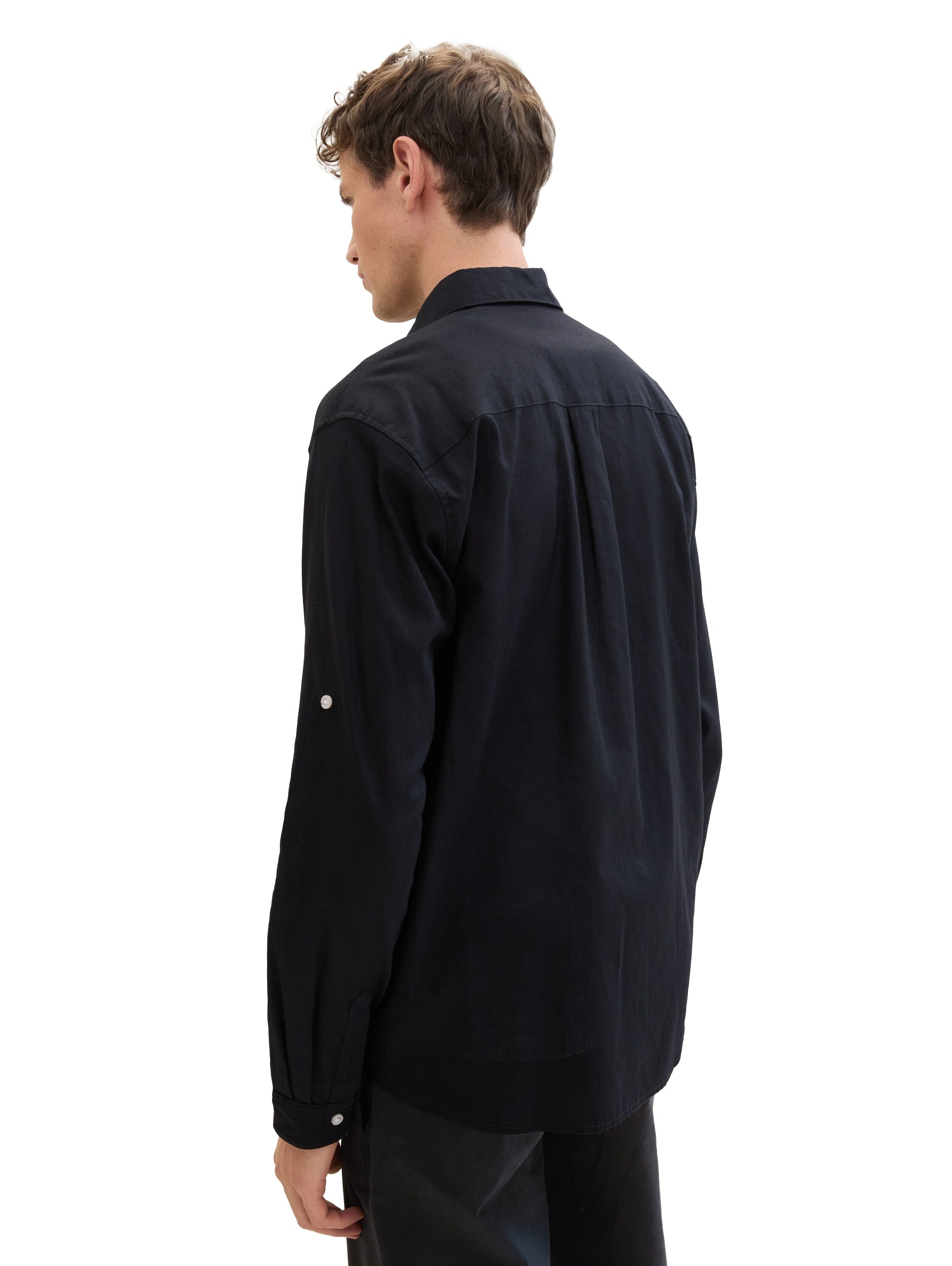 TOM TAILOR Denim Langarmhemd, mit Leinen