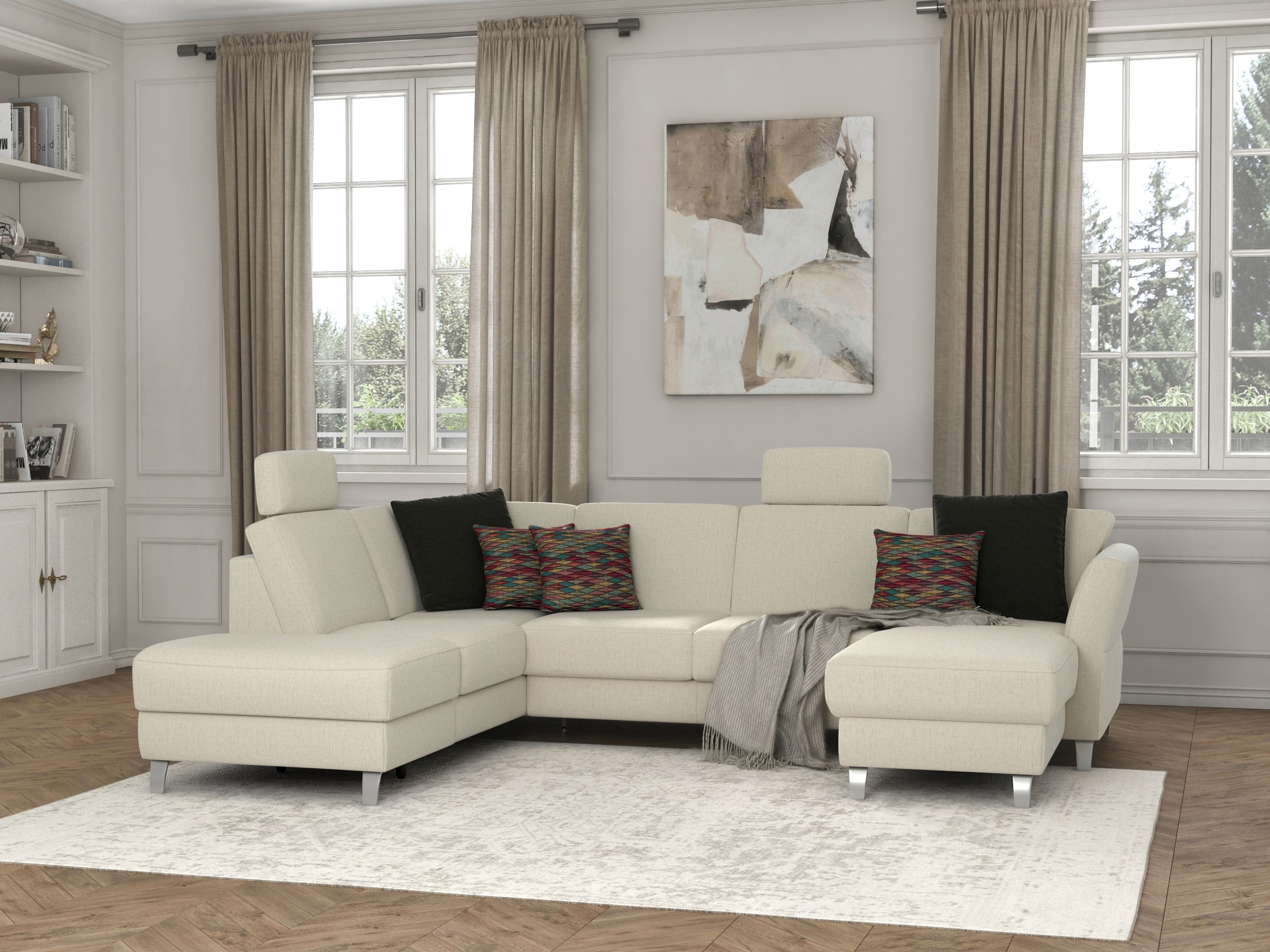 sit&more Wohnlandschaft »Visby U-Form«, Wahlweise mit Bettfunktion und Stauraum, frei im Raum stellbar