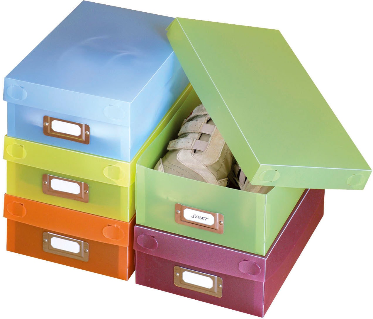 Schuhbox »Multi-Boxen«, (10 St.), mit Beschriftungsfeld und Deckel