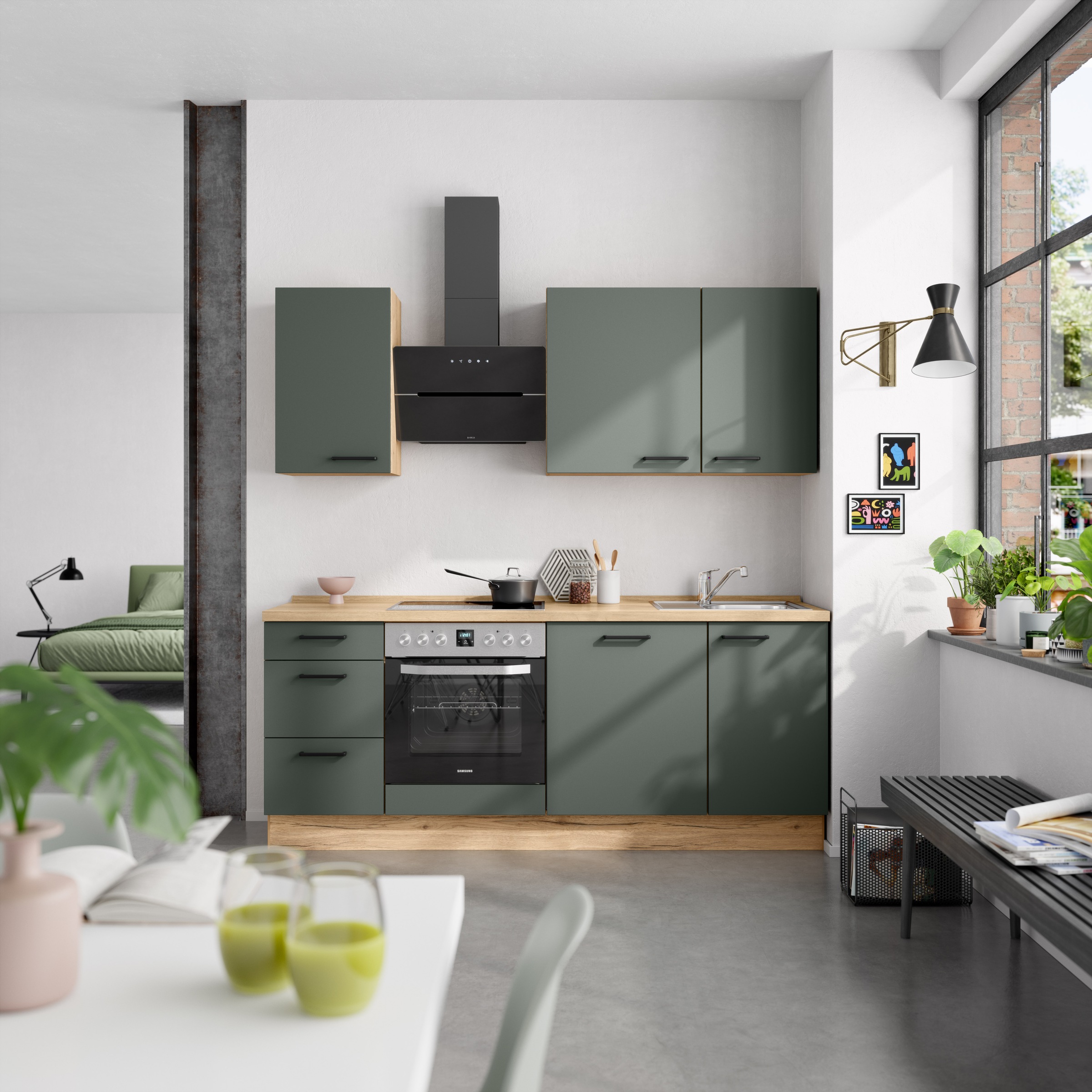 nobilia® Küchenzeile »"Easytouch II"«, vormontiert, Ausrichtung wählbar, Breite 210 cm, wahlw. mit E-Geräten