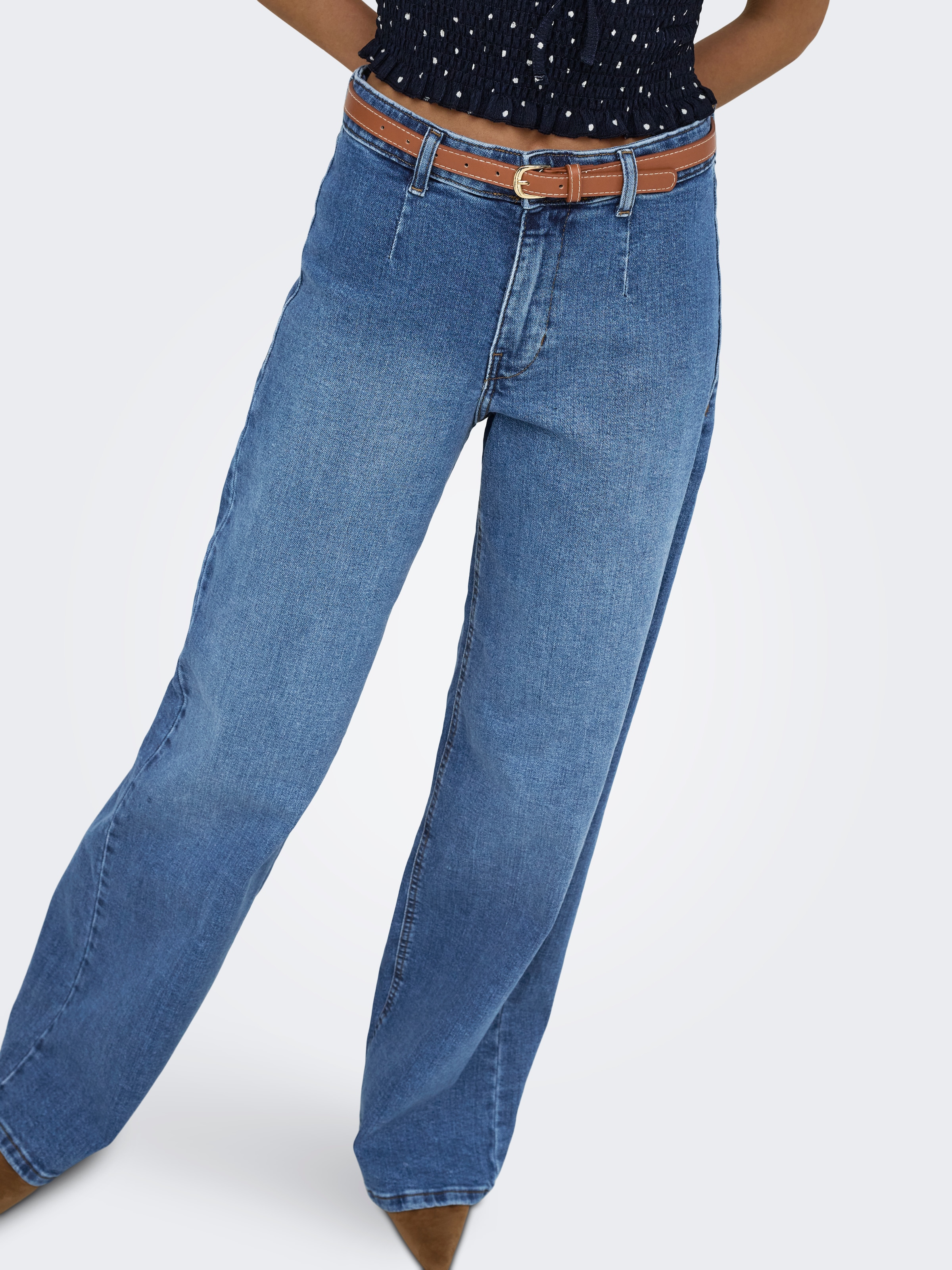 ONLY High-waist-Jeans »ONLMADISON HW WIDE BELT DNM TAI635« Baumwollmischung
