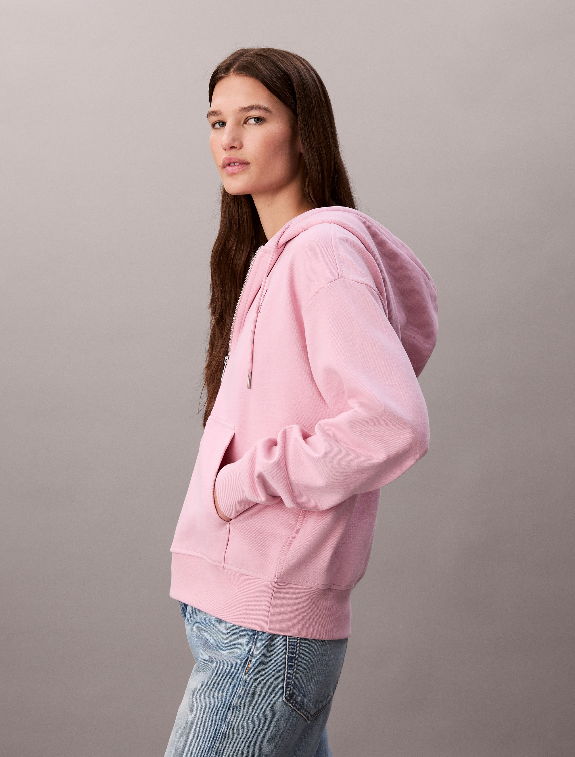 Calvin Klein Jeans Sweatjacke »MNLG FRNCH TRRY FZ B«, Mit Rundhalsausschnitt