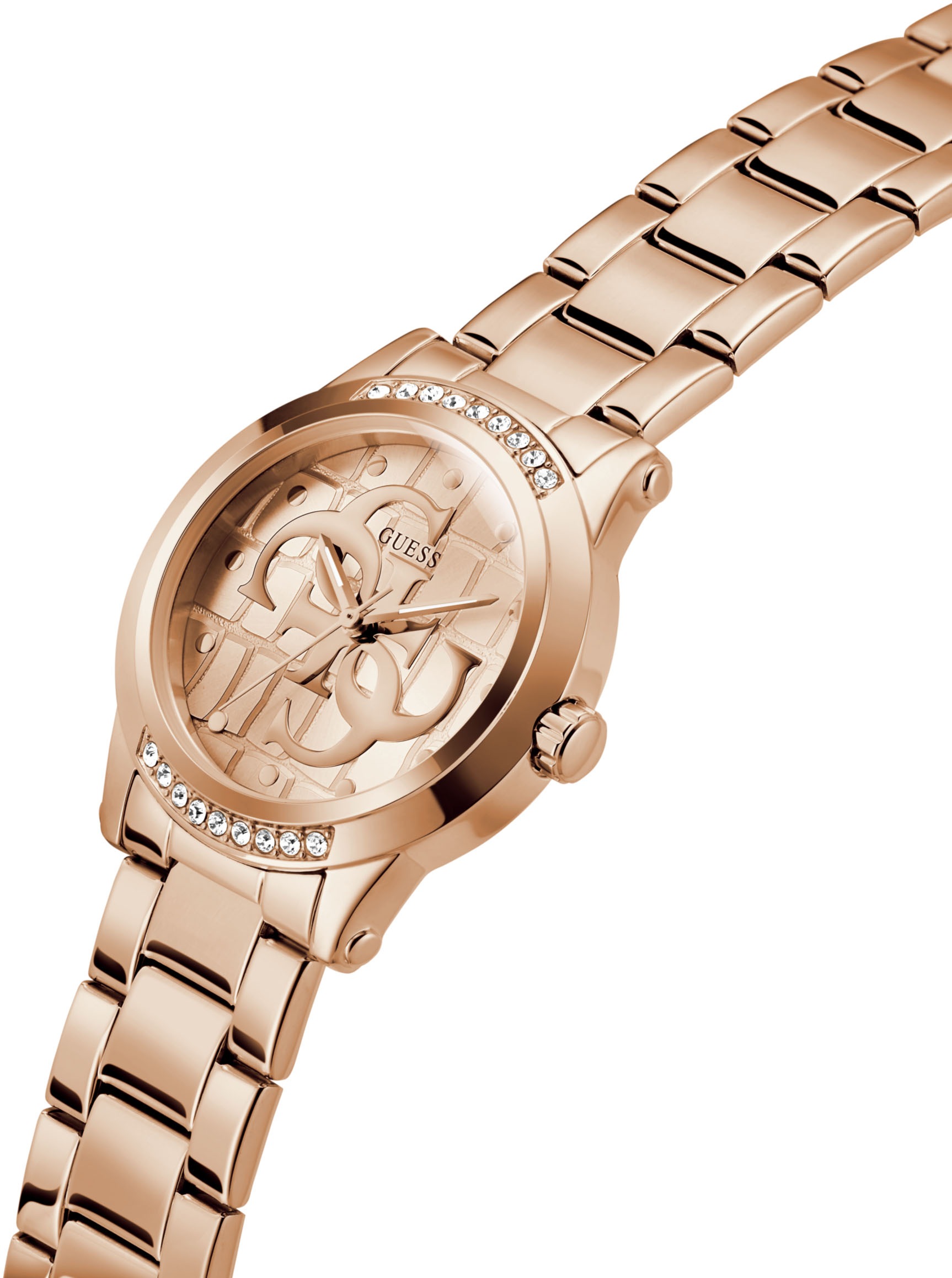 Guess Quarzuhr »ANNETTE«, Armbanduhr, Damenuhr, Edelstahlarmband, analog