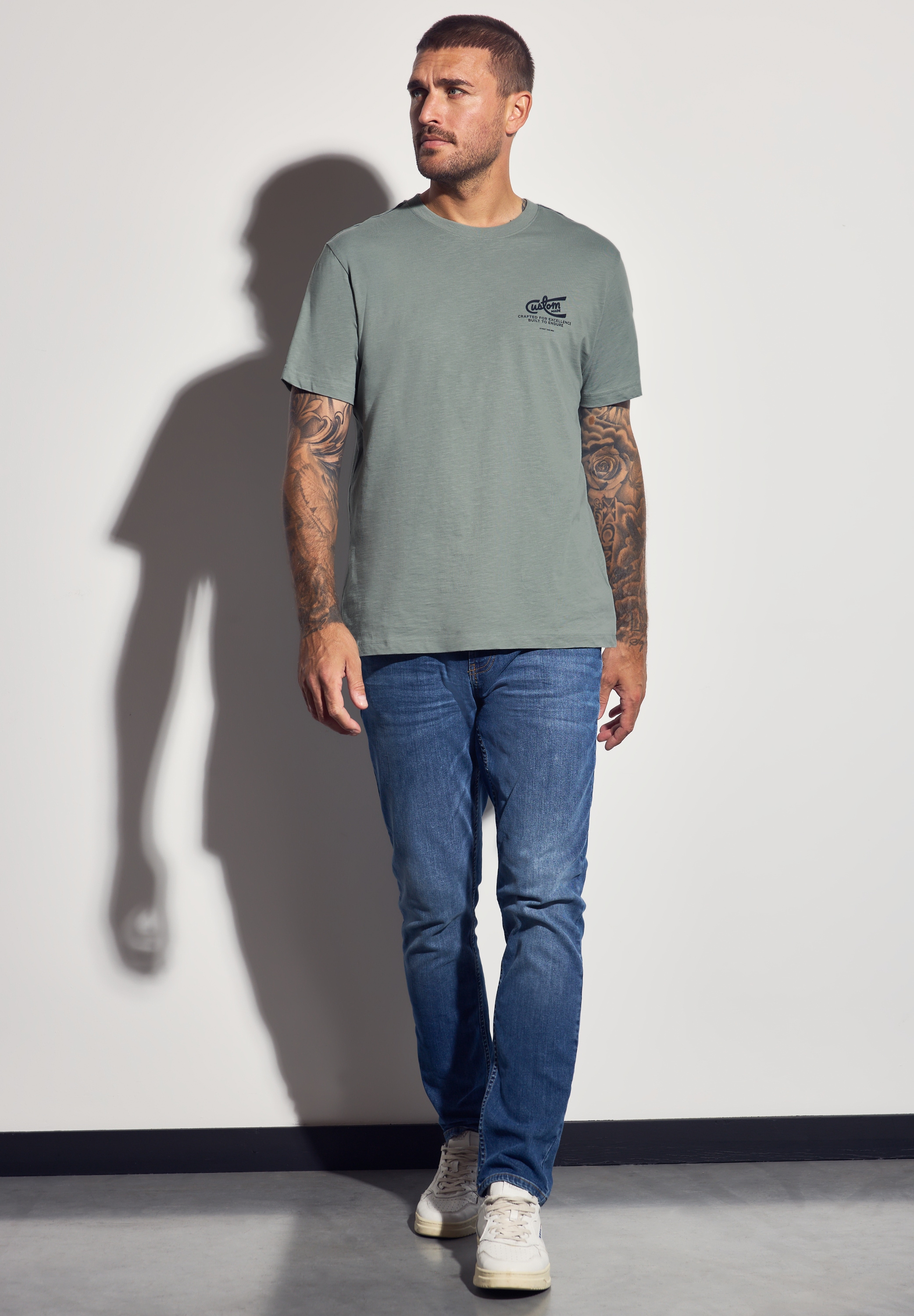 STREET ONE MEN T-Shirt, aus reiner Baumwolle