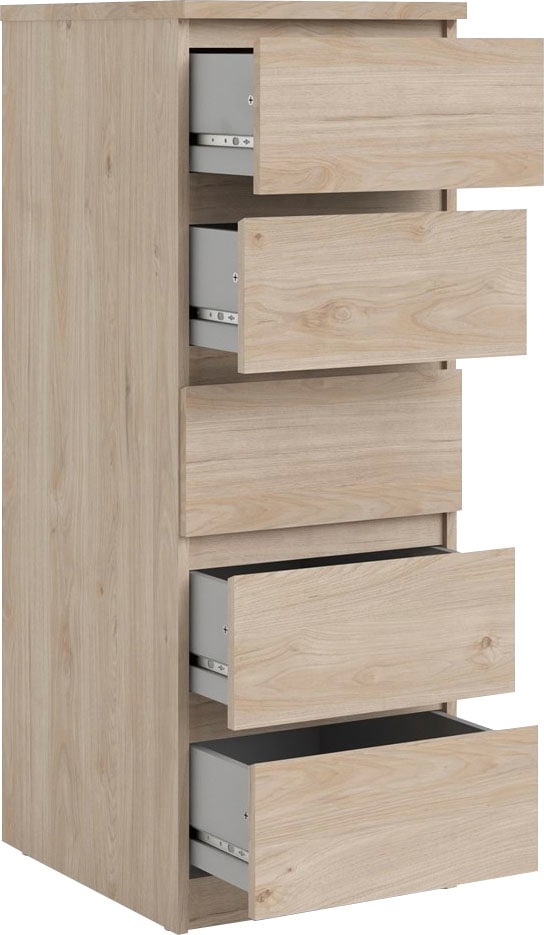 INOSIGN Highboard »Naia, Hockkommode mit 5 Schubkästen«, abgerundete Schubladenkanten auf Metallgleiter, Breite 40,4 cm