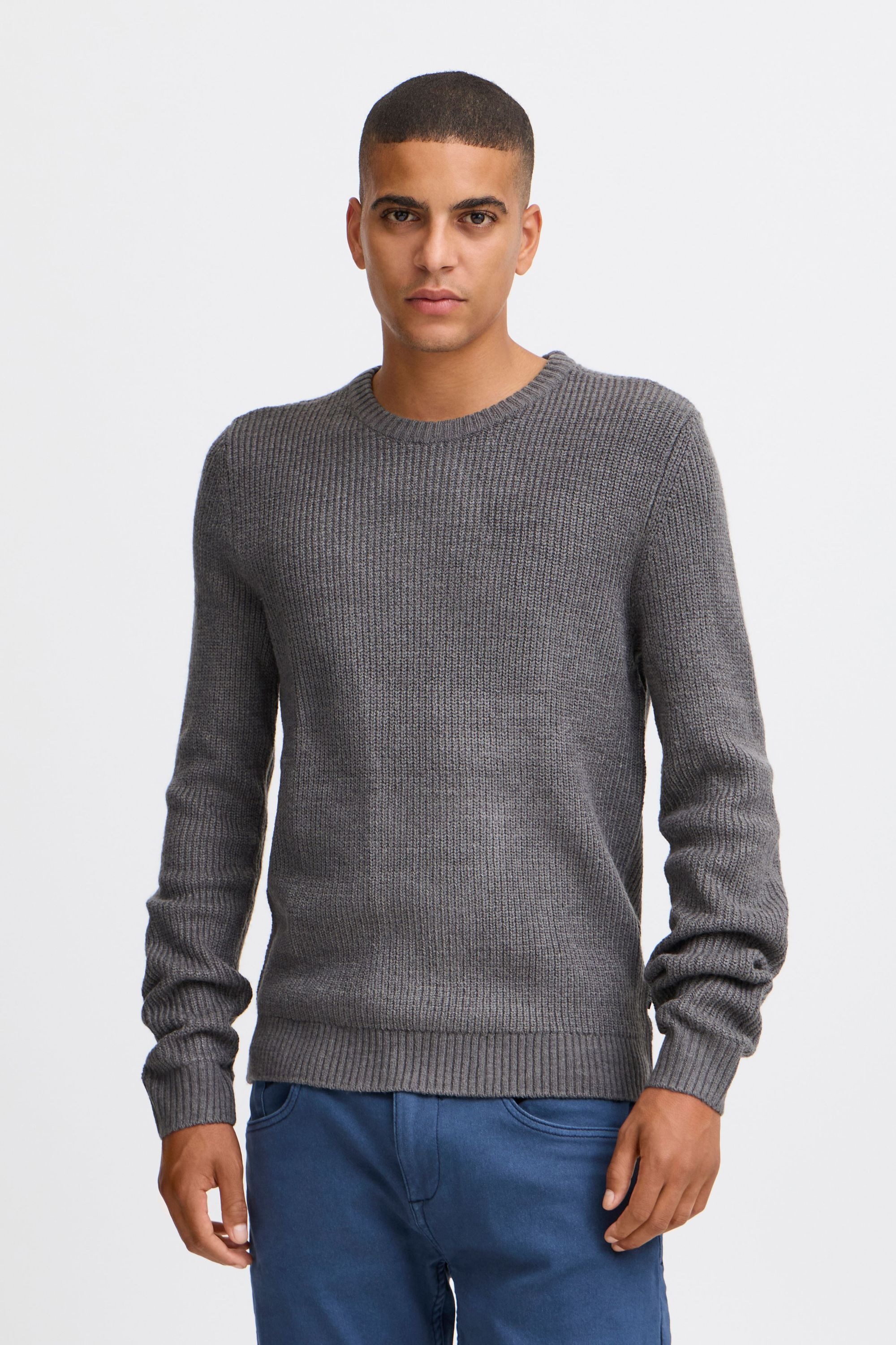 Strickfleece-Pullover BLEND "Strickpullover BHPullover", Herren, Gr. XXL, grau (pewter mix), Obermaterial: 80% Polyacryl PAN. 20% Nylon NY., Pullover 5