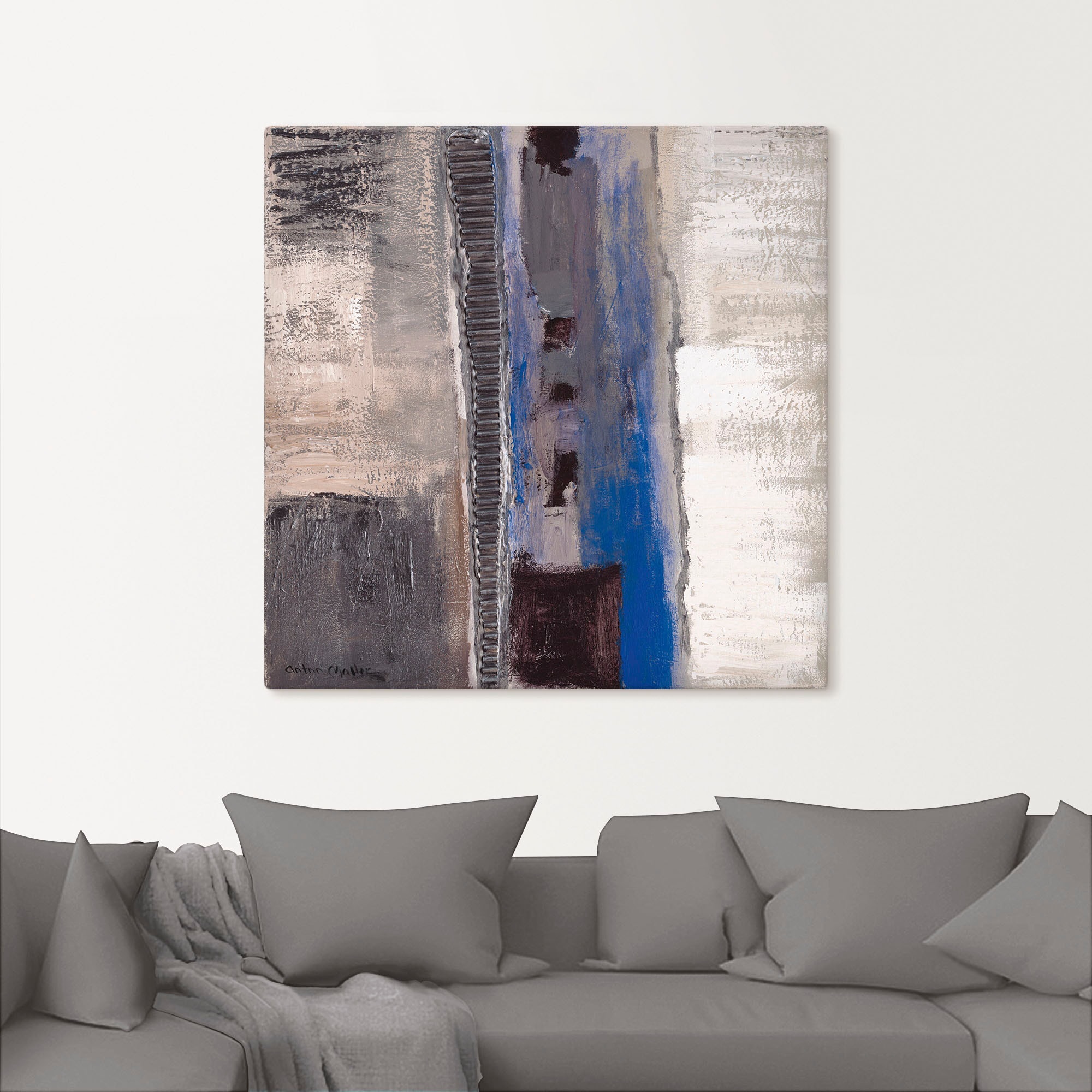 Artland Wandbild »Blau-silber Abstrakt II«, Muster, (1 St.), als Leinwandbild, Poster in verschied. Größen