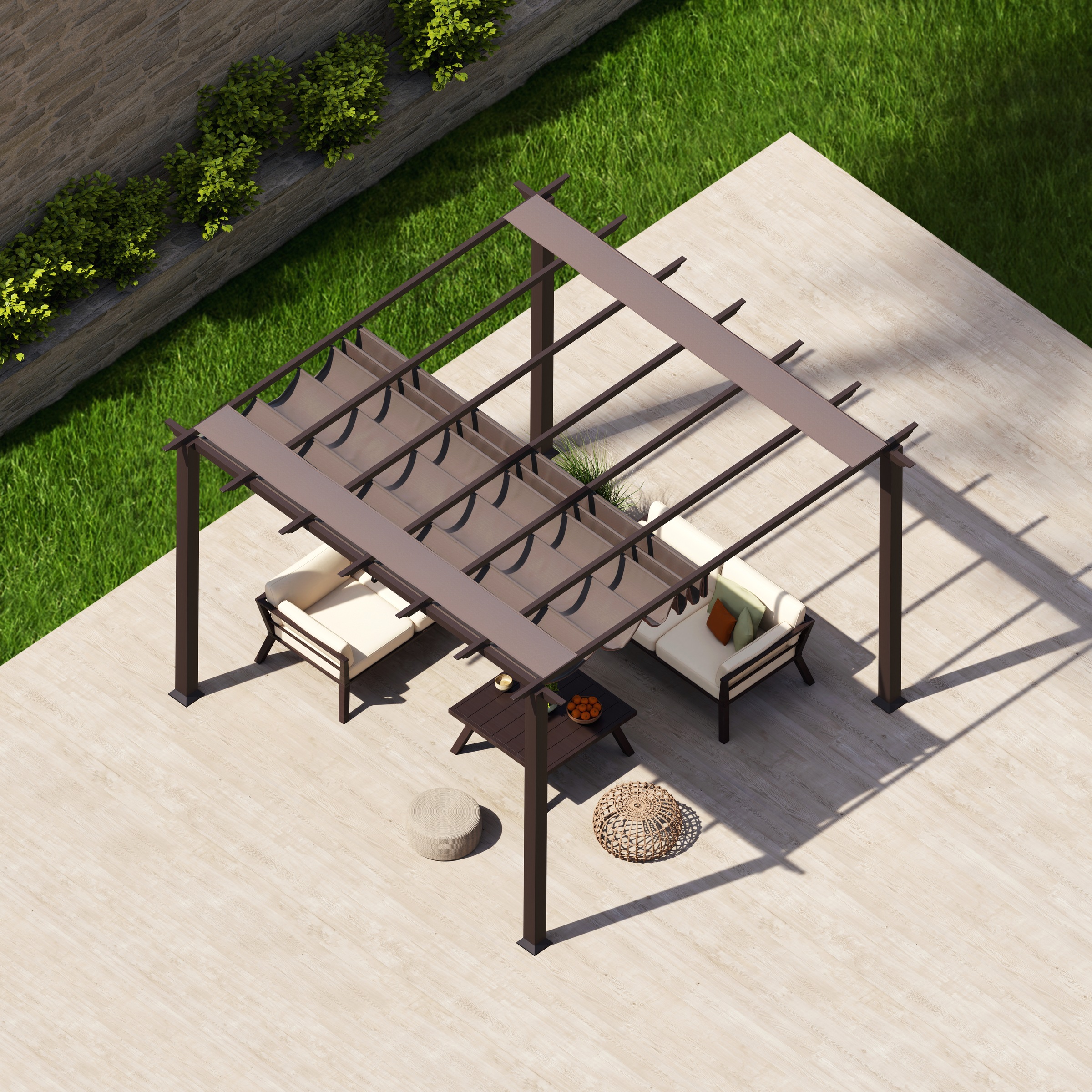 Pavillon PARAGON "FLORIDA", braun, B/H/T: 235cm, Pavillons, Aluminiumpavillon mit verstellbarem Sonnensegel 3