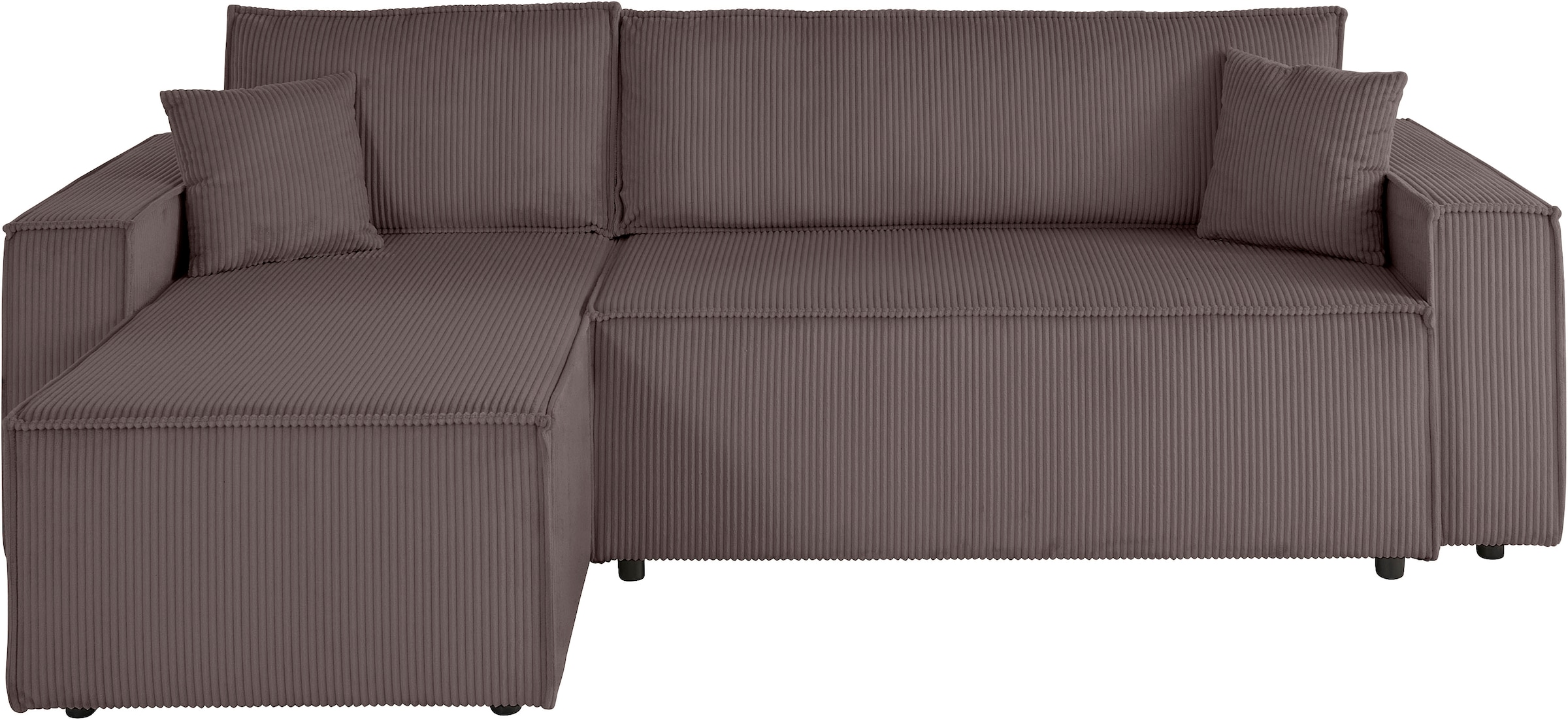 OTTO home Ecksofa »CASSI, 241cm, L-Form, Schlafsofa, Dauerschläfer, Boxspringfederung«, Schlaffunktion (133/200),Bettkasten, Recamiere links/rechts, Cord