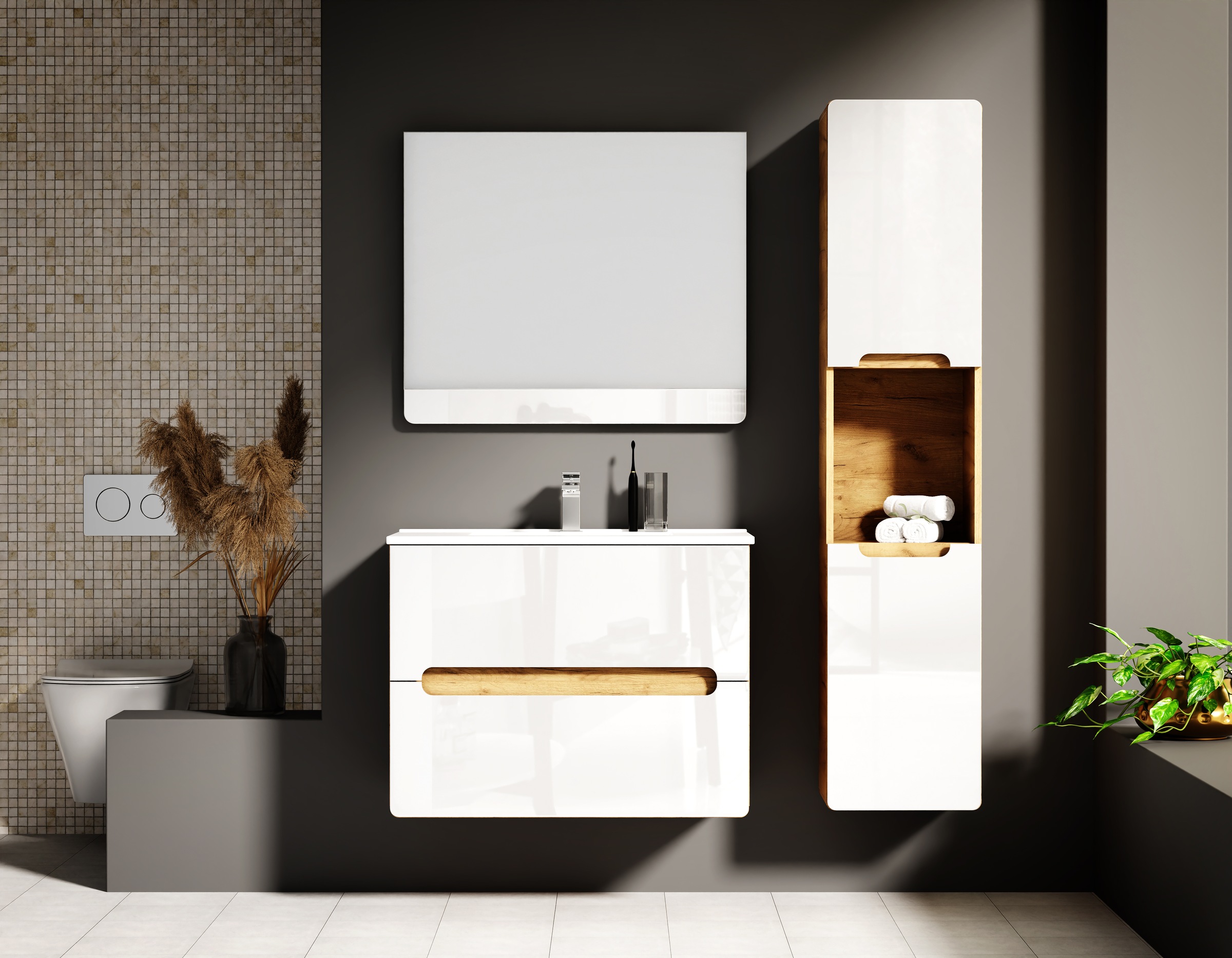 welltime Waschtisch "Lupo", Badschrank mit Waschbecken,Soft Close,in versch günstig online kaufen