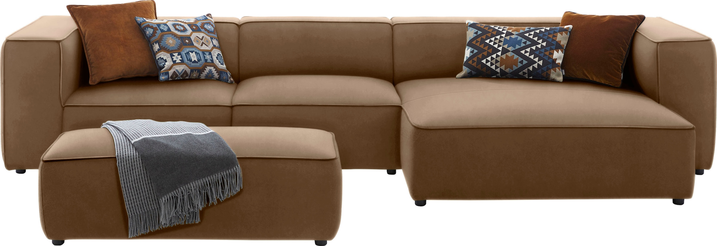 W.SCHILLIG Ecksofa »around-the-block«, mit eleganter Biese, mit Federkern, Breite 341 cm