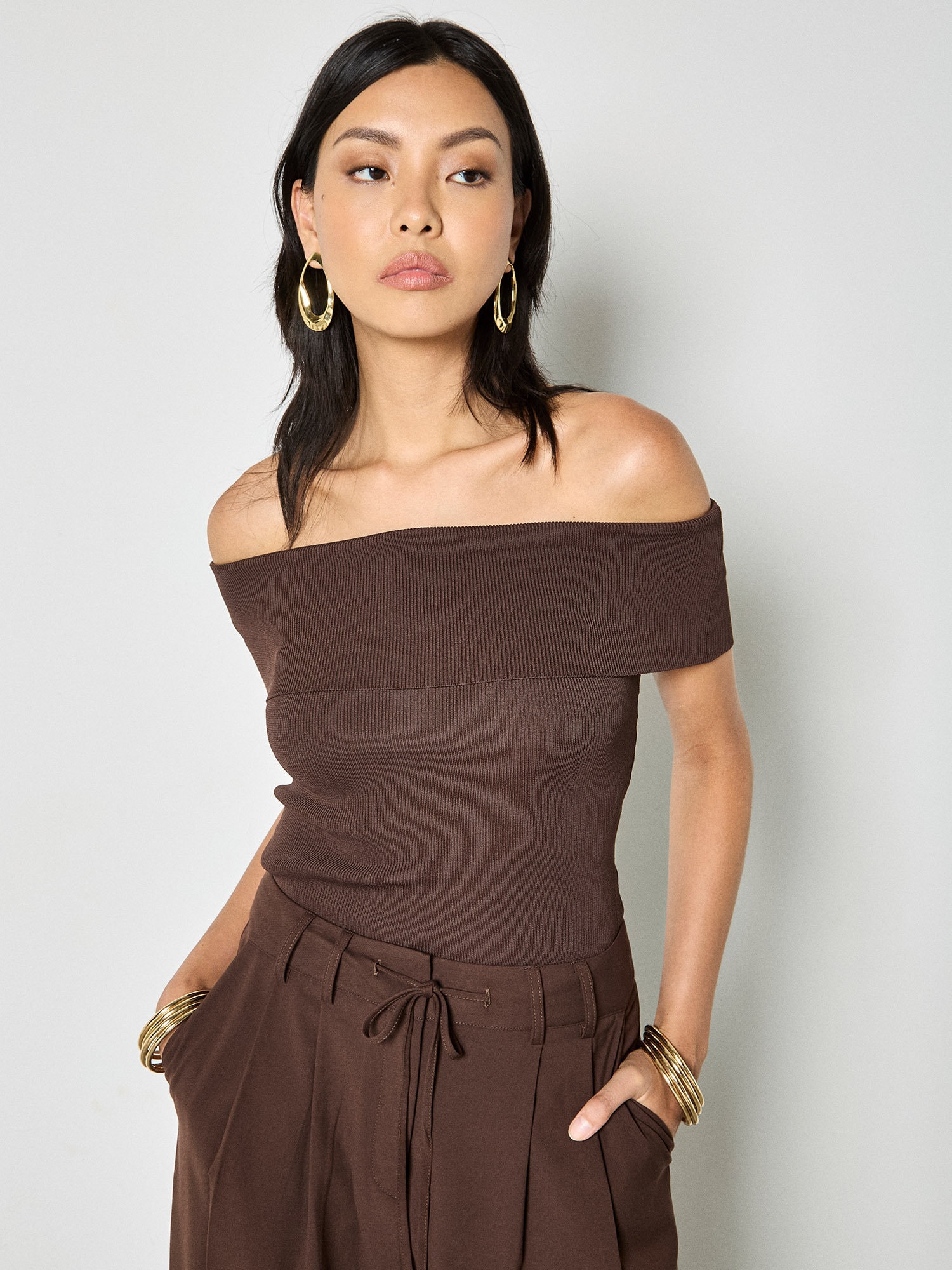 Apricot T-Shirt "Rippstrick-Bardot-Top"