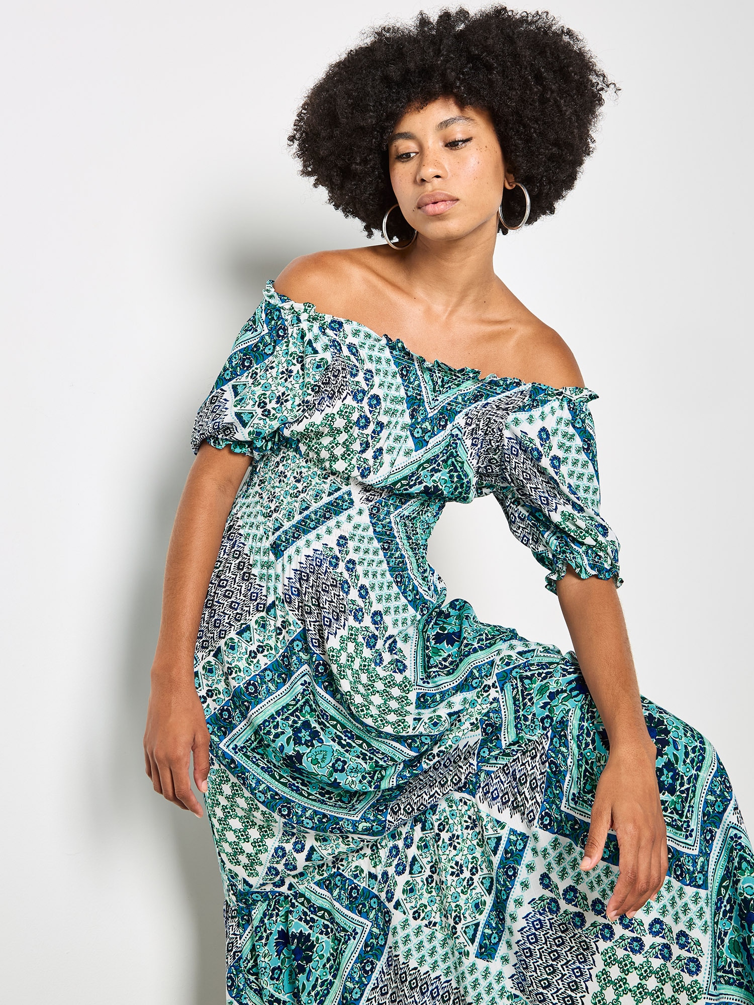 Apricot Maxikleid »Maxikleid im Boho Stil« mit Folk-Print