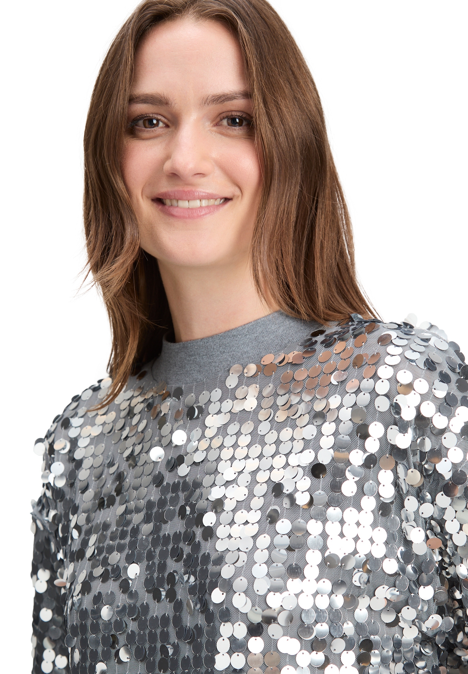 Cartoon Kurzarmshirt »Damen Pailletten-Pullover mit Rippbündchen« 1 Stk. tlg.