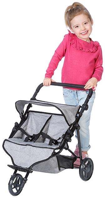 Knorrtoys® Puppen-Zwillingsbuggy »Duo - Jeans Grey«