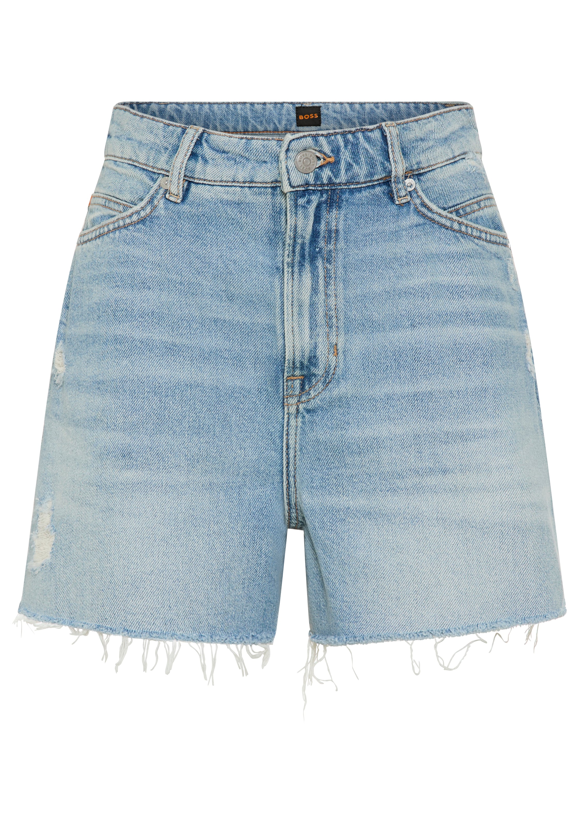 BOSS ORANGE Jeansshorts »SHORTS Premium Damenmode« mit dezenter Used-Optik, High Rise