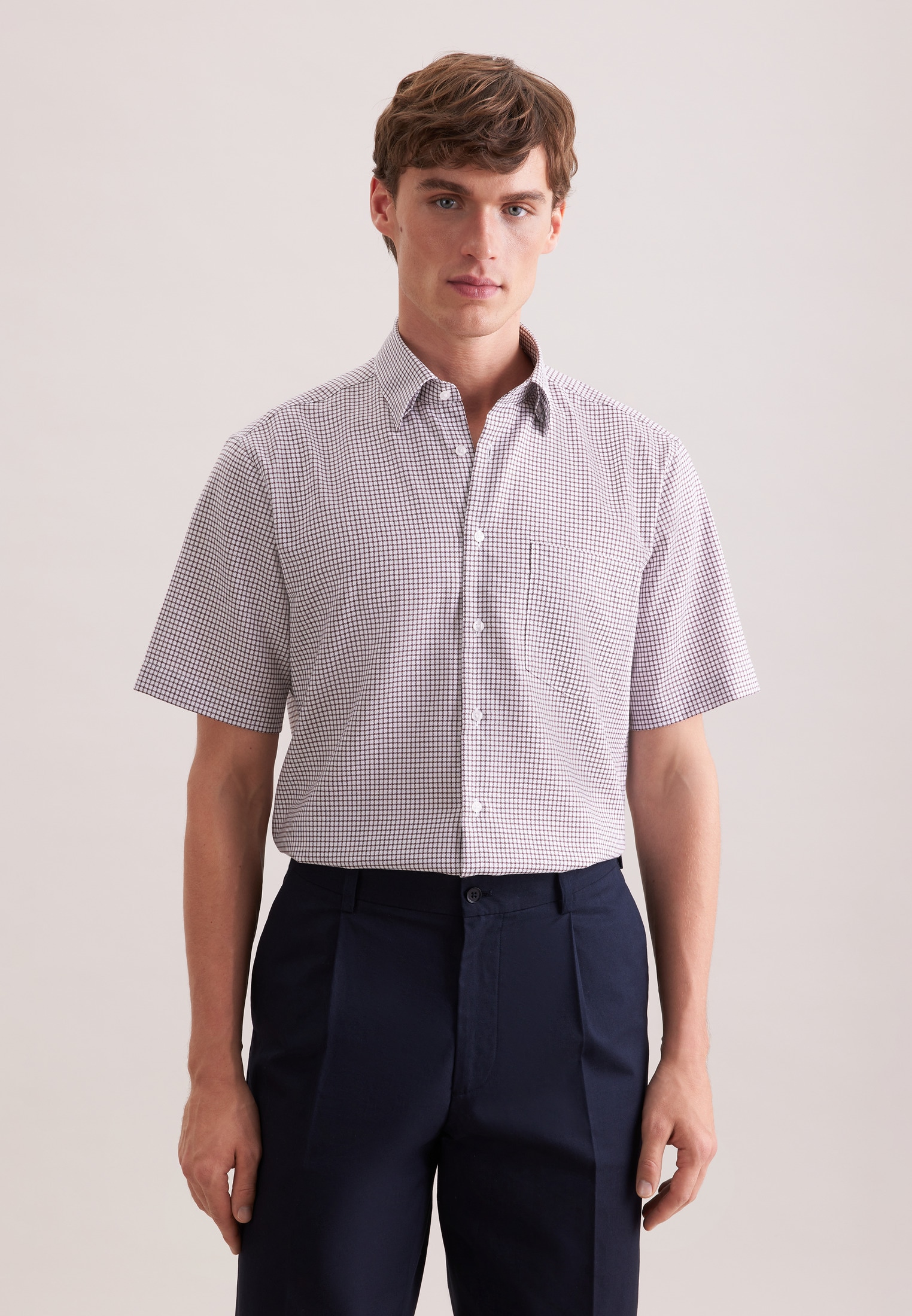 seidensticker "Schwarze Rose" Regular 1/2 Covered-Button-Down-Kragen Karo