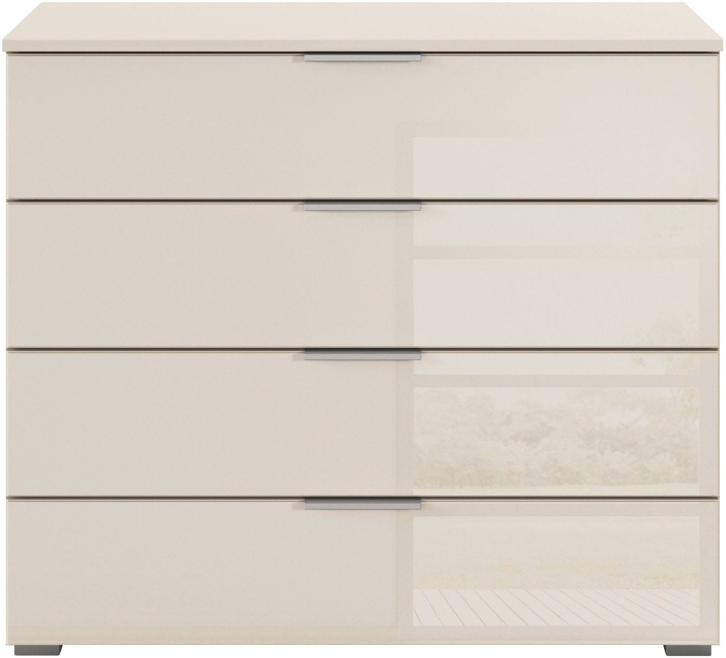 rauch Schubkastenkommode »Sideboard Schubladenkommode Schubladenkommode AGORDO mit Glasfront«, (in zwei Griff-Farben, Breite 80 cm inkl. Soft-Close-Funktion), vier große und geräumige Schubladen mit viel Stauraum MADE IN GERMANY