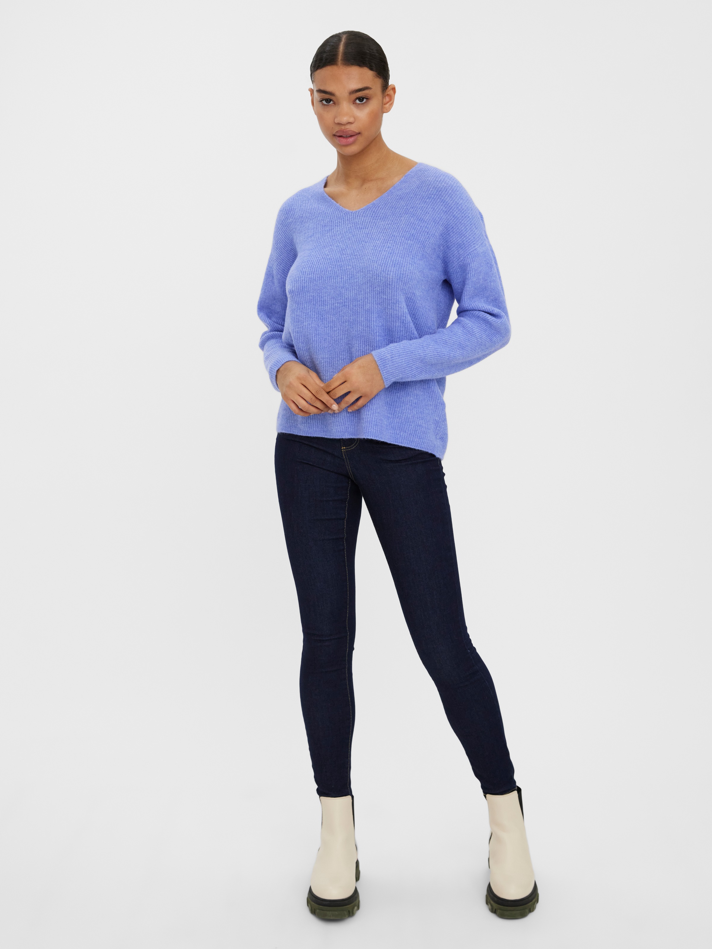 Thumbnail - Vero Moda V-Ausschnitt-Pullover "VMCREWLEFILE LS V-NECK BLOUSE NOOS"