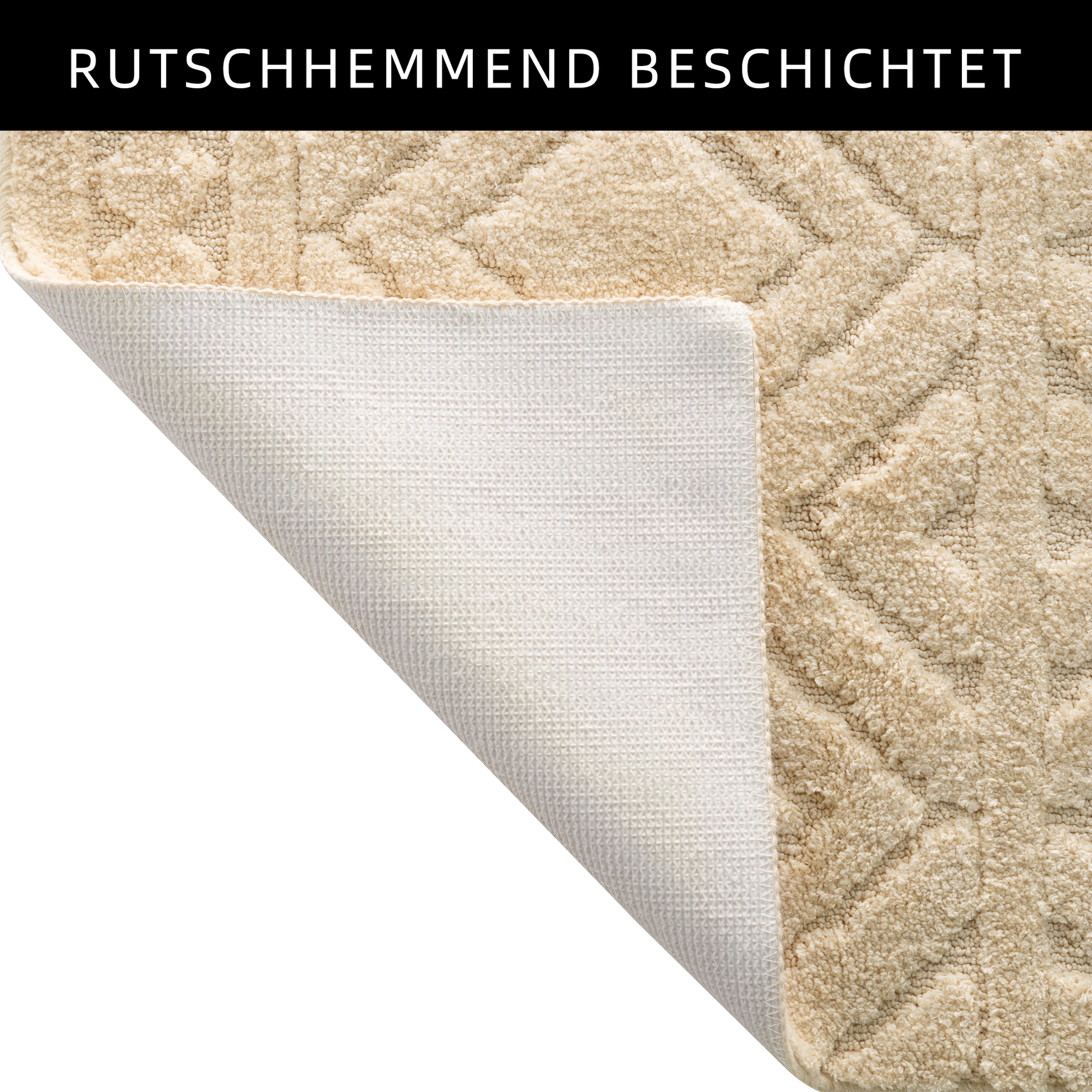 my home Badematte »Louvres, Badvorleger, Badezimmer Teppich, Duschvorleger«, schnell trocknend, Badteppich, Uni Farben, Hoch-Tief Effekt, Boho-Style