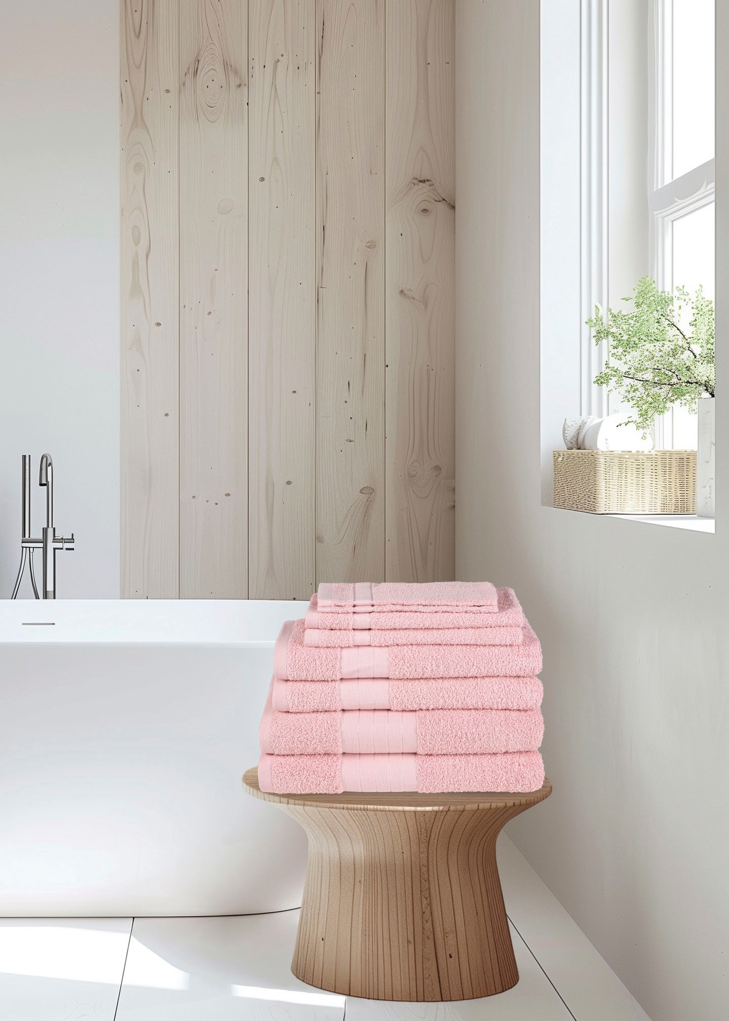 good morning Handtuch Set »Uni«, (Set, 8 St.), Baumwolle, Walkfrottee, Bordüre, 500 GSM,Einfarbig, ohne Aufhängung
