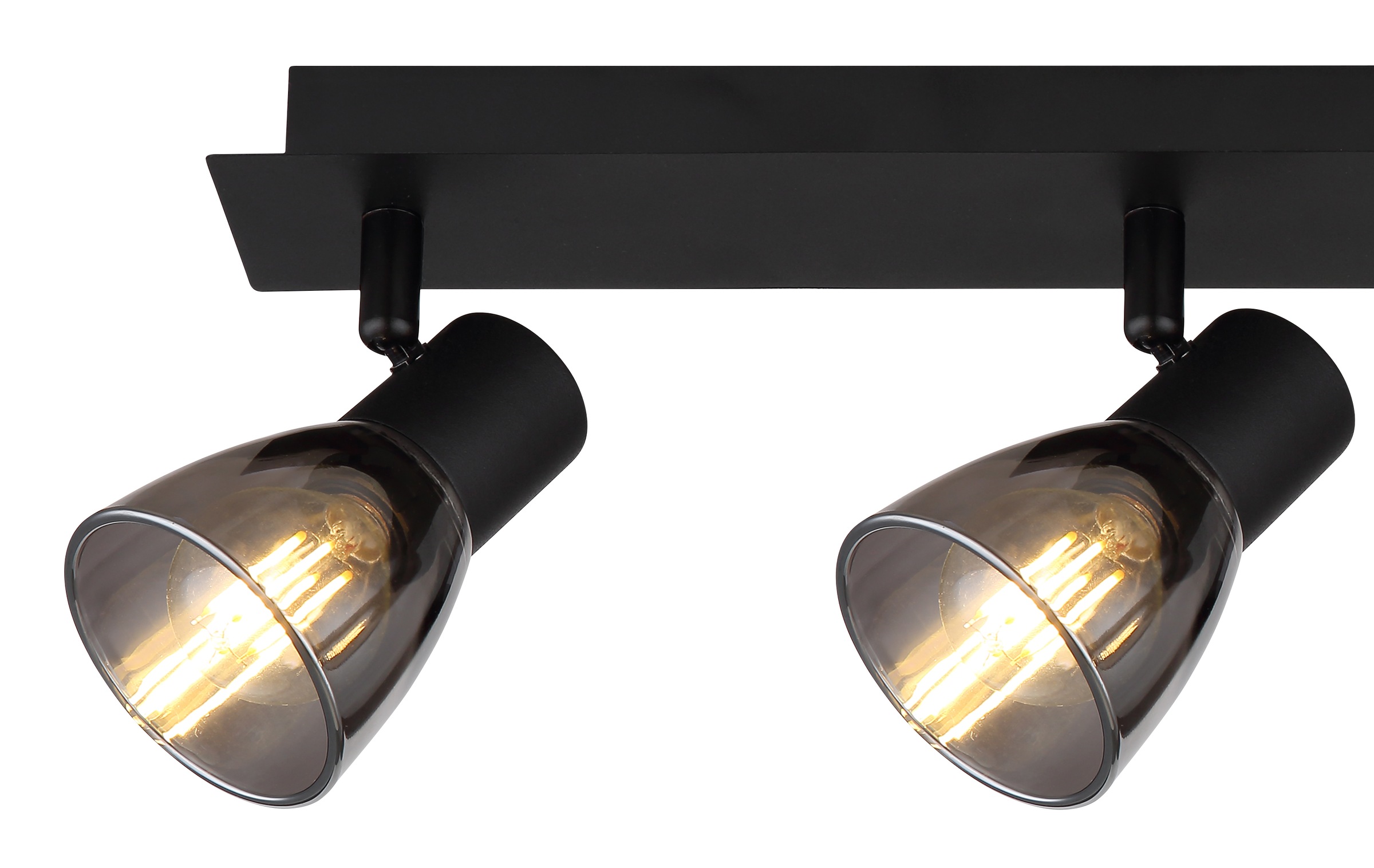 GLOBO LIGHTING Deckenstrahler »CLAUDE«, Leuchtmittel E14 | ohne Leuchtmittel, Deckenspot/schwarz/Glas rauchfarben/LxBxH: 400x70x155mm