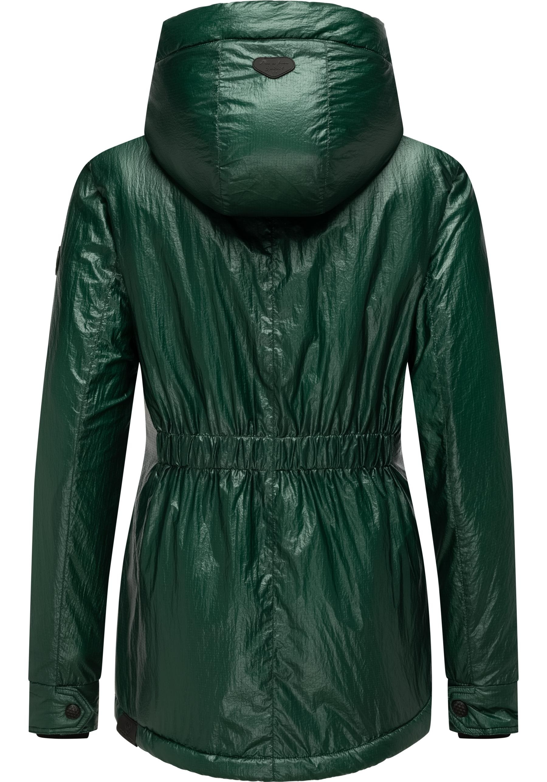 Winterjacke RAGWEAR "Monadde Bling", Damen, Gr. S (36), grün, Obermaterial: 100% Nylon; Innenfutter: 100% Polyester; Wattierung: 100% Polyester, figurbetont Po-bedeckend, hoch geschlossener Ausschnitt, verstellbar Rippstrickbündchen mit Druckknopf, Jacken 3