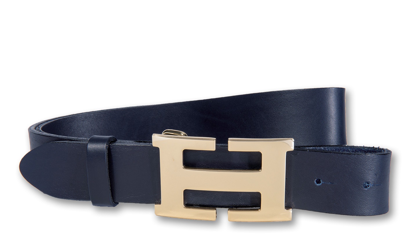 Koppelgürtel SILBERGIFT "Koppelgürtel mit stylisch goldfarbener Designschließe", Damen, Gr. 95, marine, Rindsleder, Gürtel Koppelgürtel