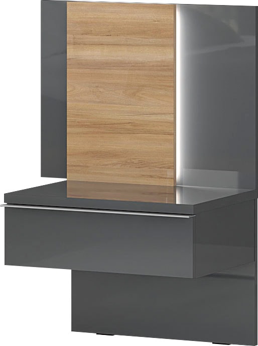 OTTO home Nachtkonsole "Onyx, Nachttisch mit 1 Schublade, hochwertige UV Lackierung Hochglanz" Inklusive LED Beleuchtung, mit Soft-Close-Funktion, Maße (B/T/H) 56/41/92cm