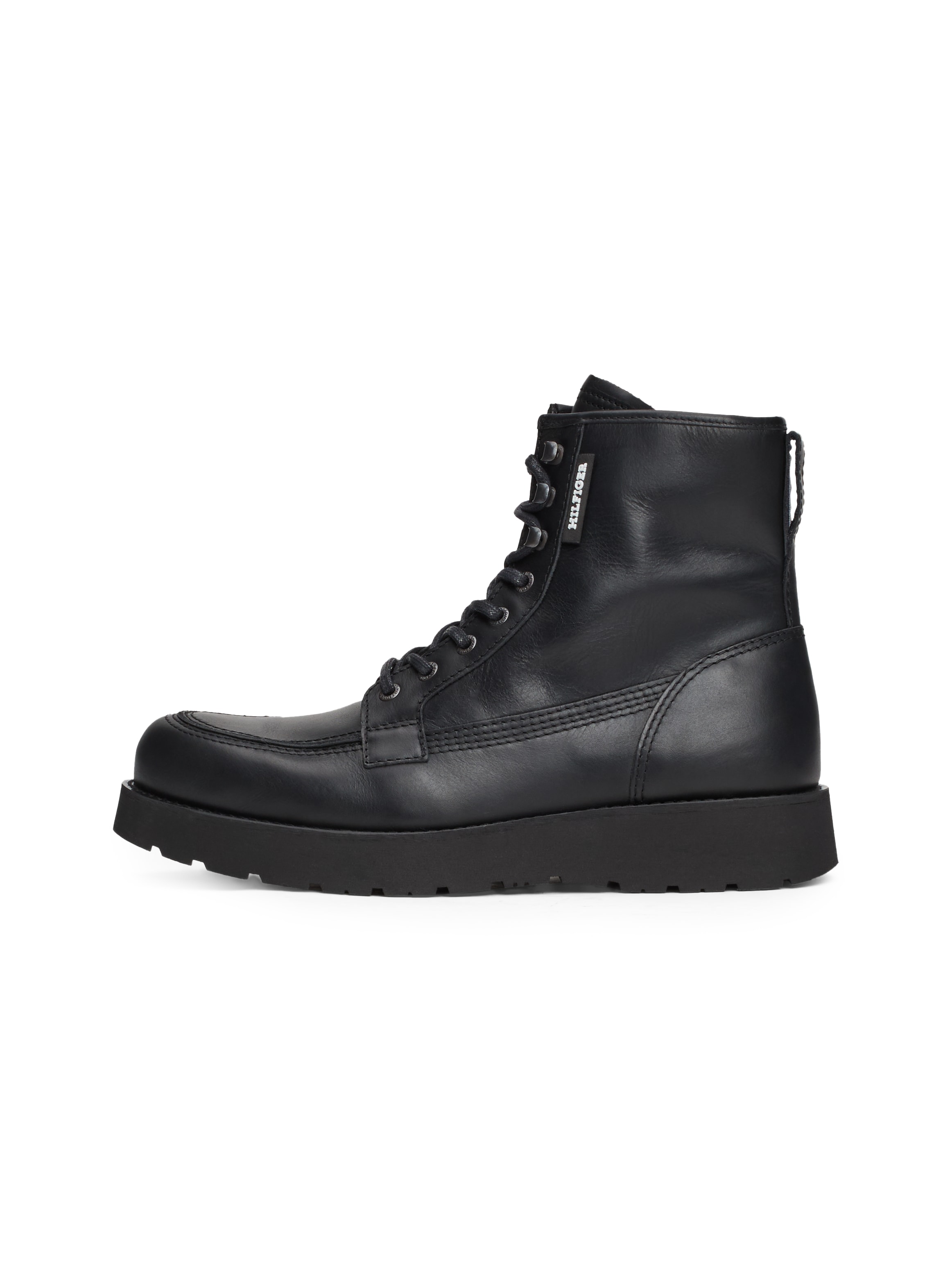 Tommy Hilfiger Schnürboots »TH AMERICAN PREM CHECK LTH BOOT«, Plateau, Herbstmode, Schnürstiefelette mit Label