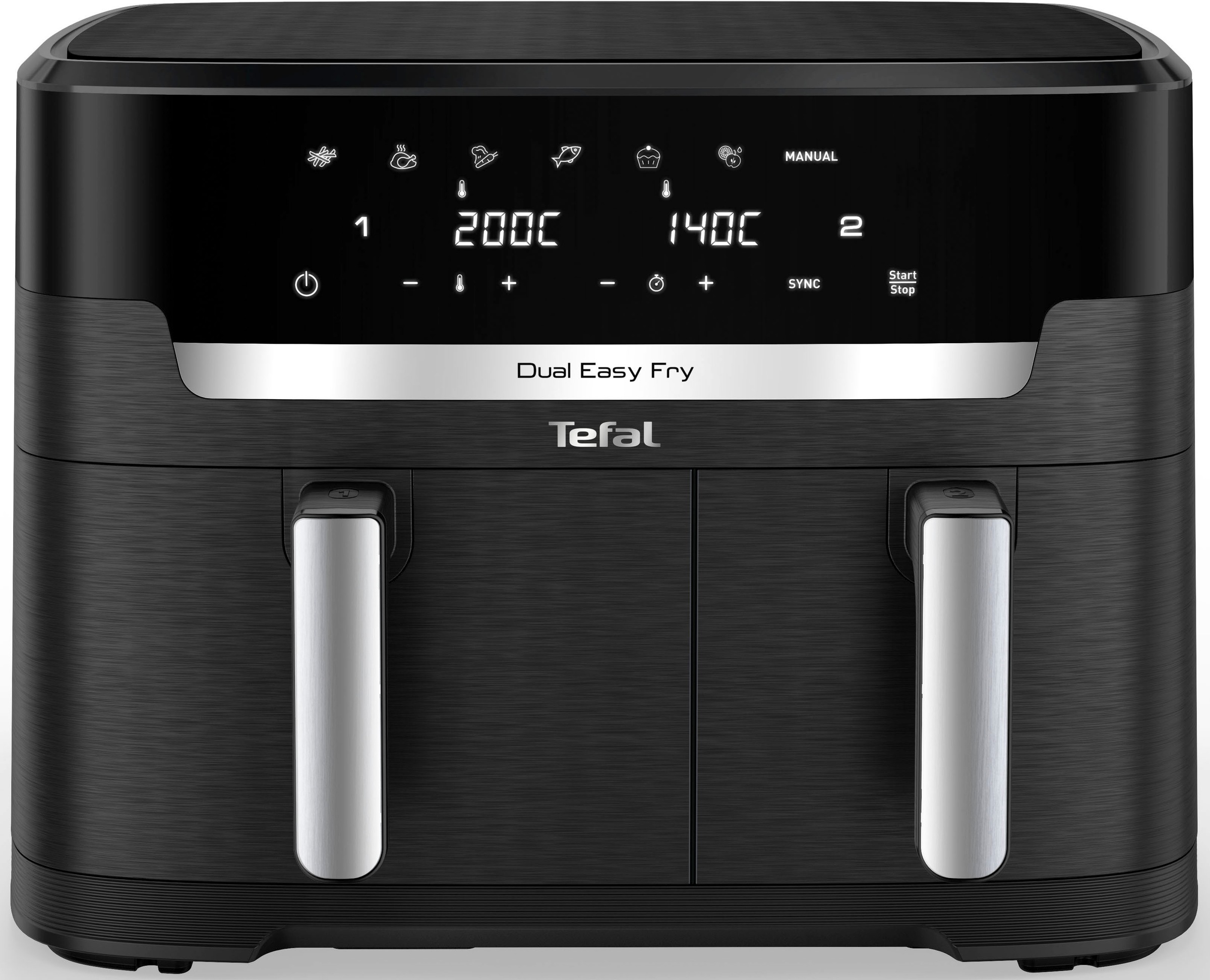 Tefal Heißluftfritteuse "EY9428 Dual Easy Fry XX", 2700 W, 2 Schubladen, 6,5l + 4,5l, 7 voreingestellte Programme, Rezep