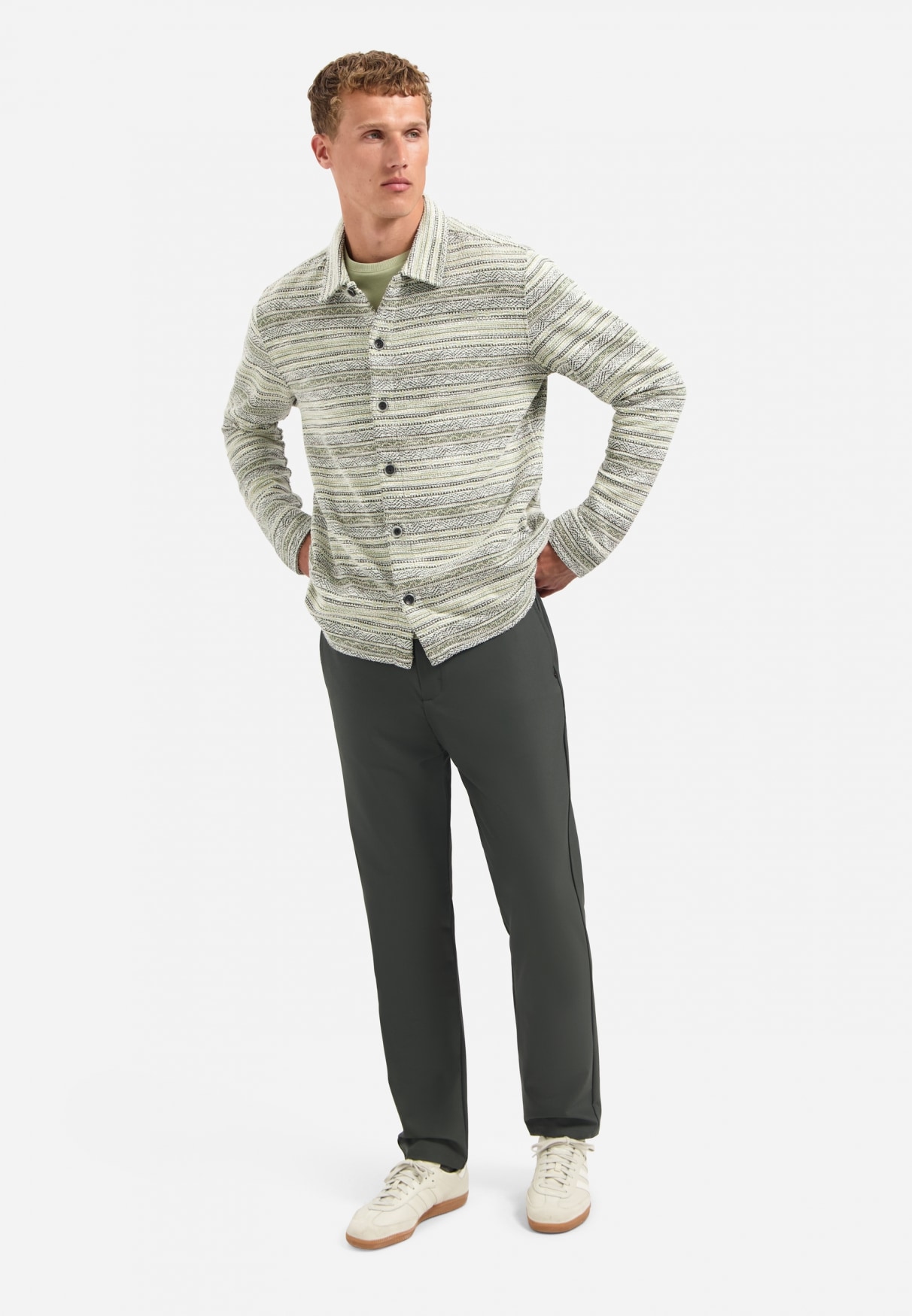 NO EXCESS Langarmhemd »No Excess Gestricktes Overshirt Shirt Jersey Jacquard«