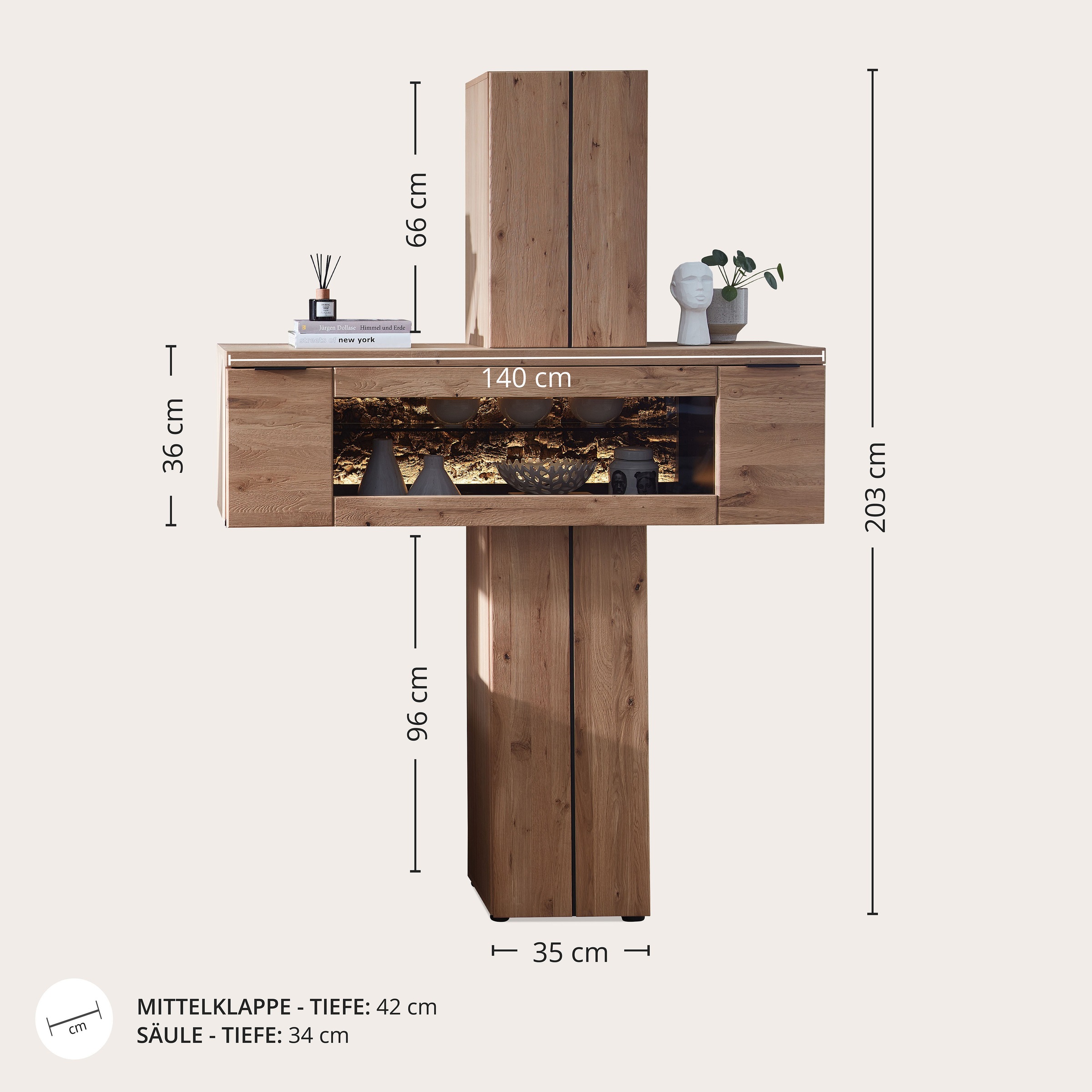 Wohnconcept Wohnwand »Donna Wohnwand, 303x203x50 (BxHxT) Echtkork Absetzung« 3 Stk. tlg.
